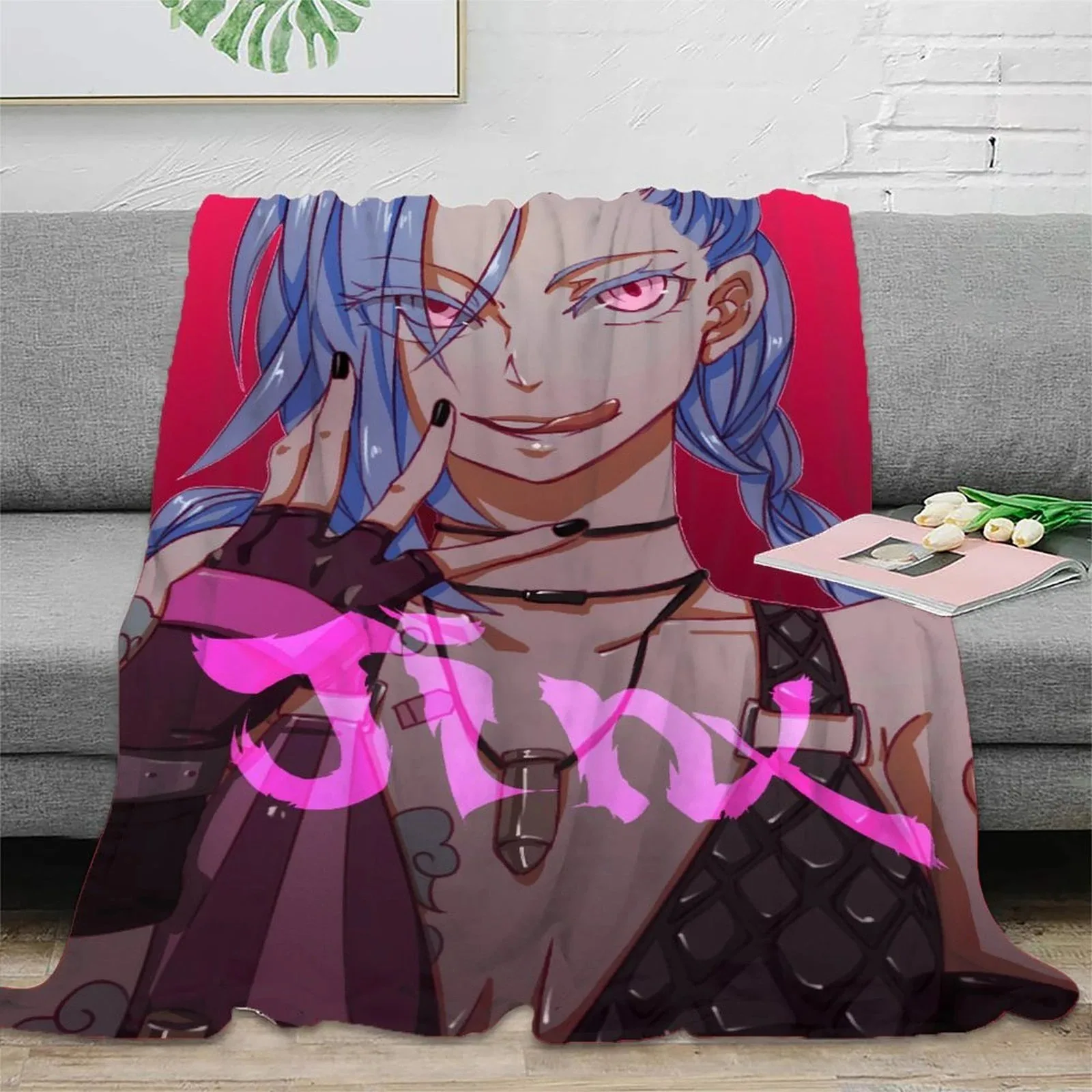 Arcane Jinx Pink Script Close-Up Fleece Throw Blanket - Image 2