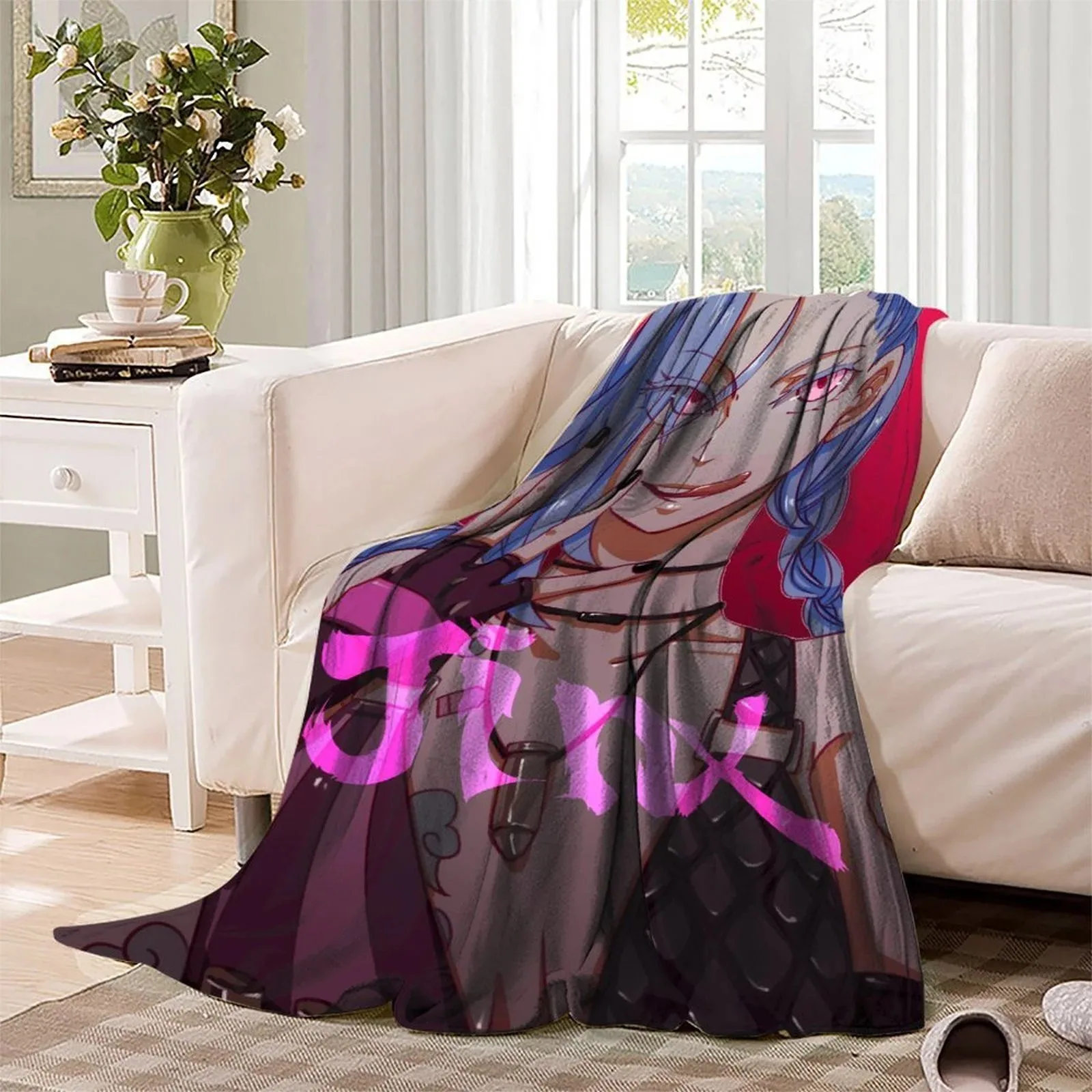 Arcane Jinx Pink Script Close-Up Fleece Throw Blanket - Image 3