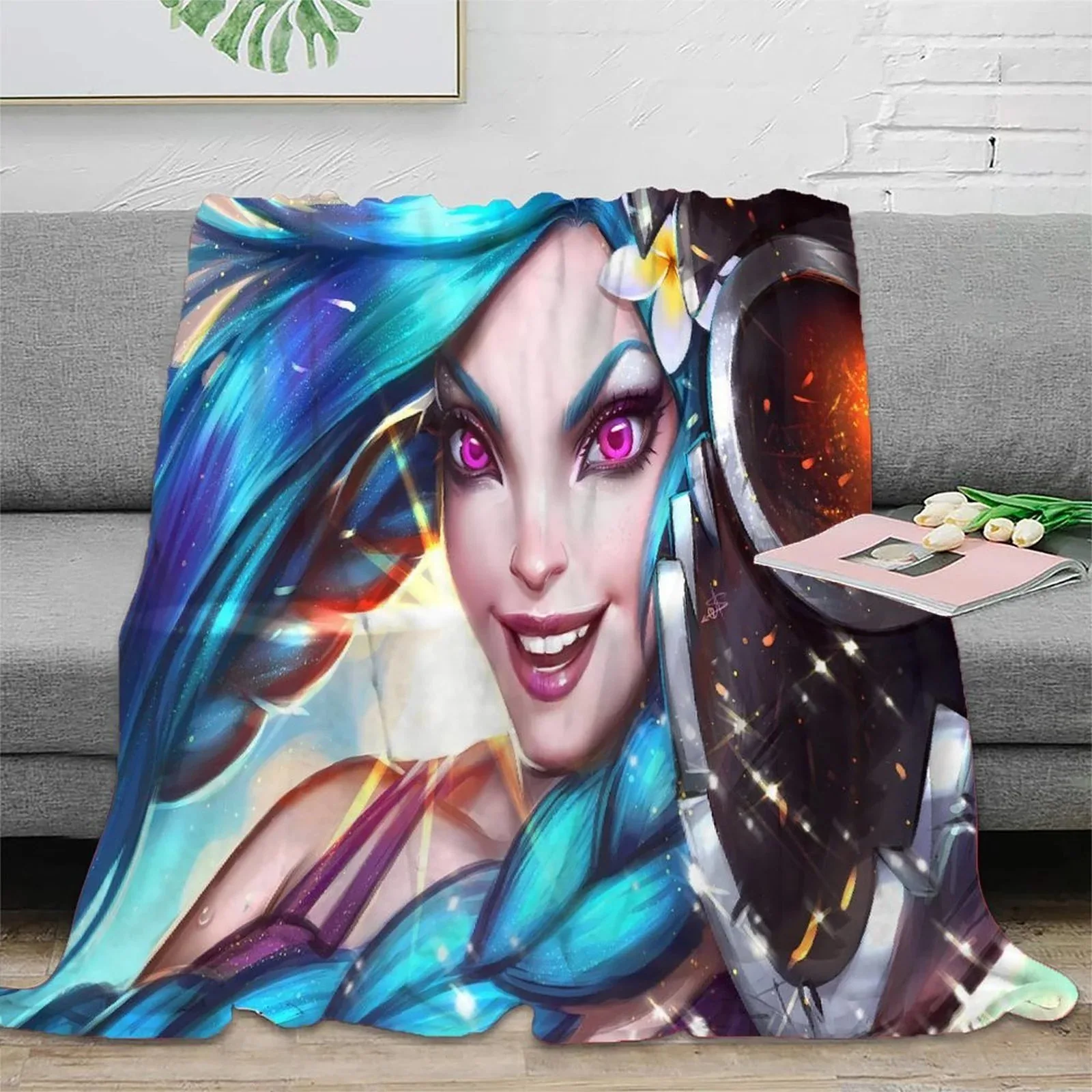 Arcane Jinx Turquoise Machine Smile Fleece Throw Blanket - Image 2