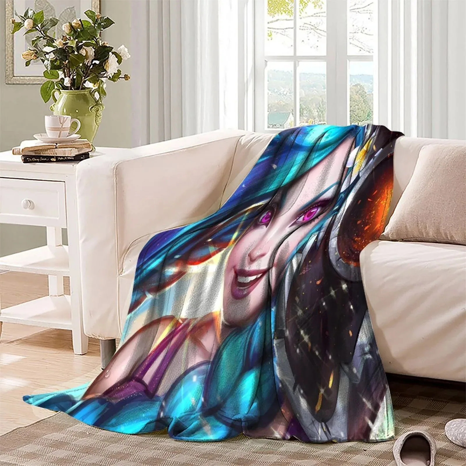 Arcane Jinx Turquoise Machine Smile Fleece Throw Blanket - Image 3