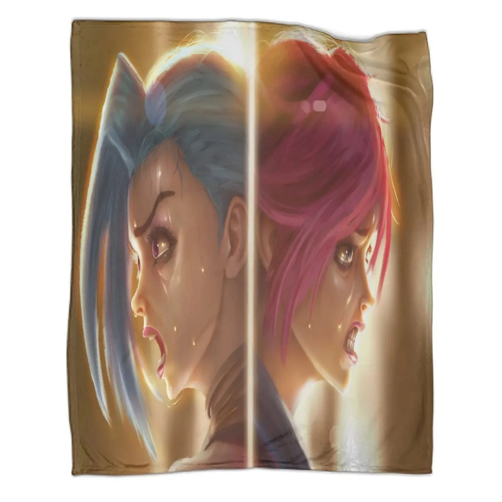 Arcane Jinx Sisters Split Gold Fleece Throw Blanket - Image 1