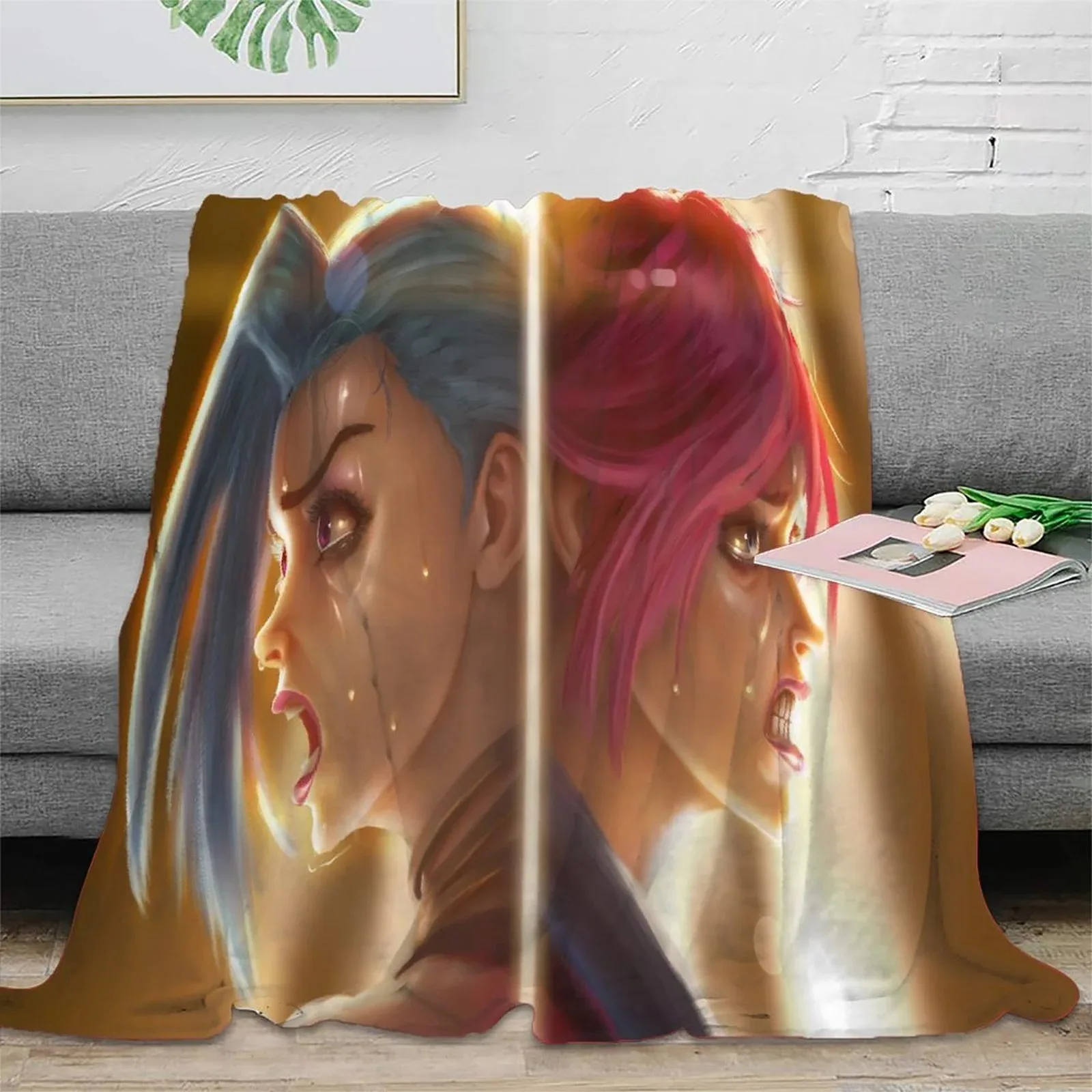 Arcane Jinx Sisters Split Gold Fleece Throw Blanket - Image 2