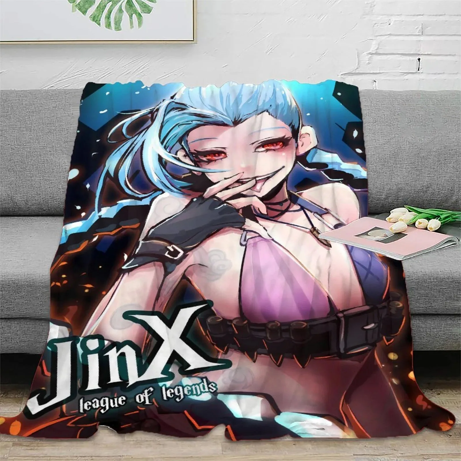 Arcane Jinx League Logo Teal Fleece Throw Blanket - Image 2