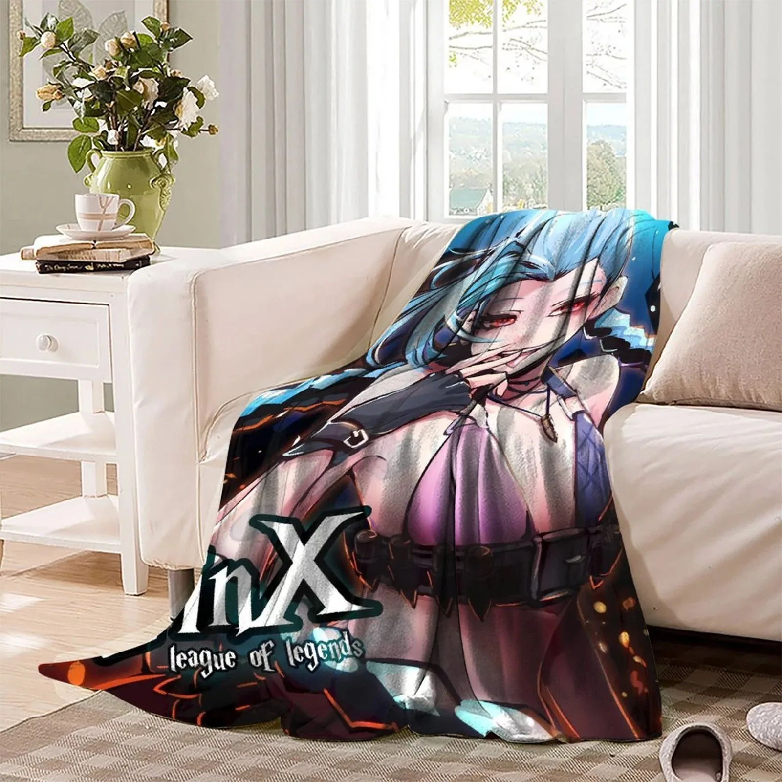 Arcane Jinx League Logo Teal Fleece Throw Blanket - Image 3