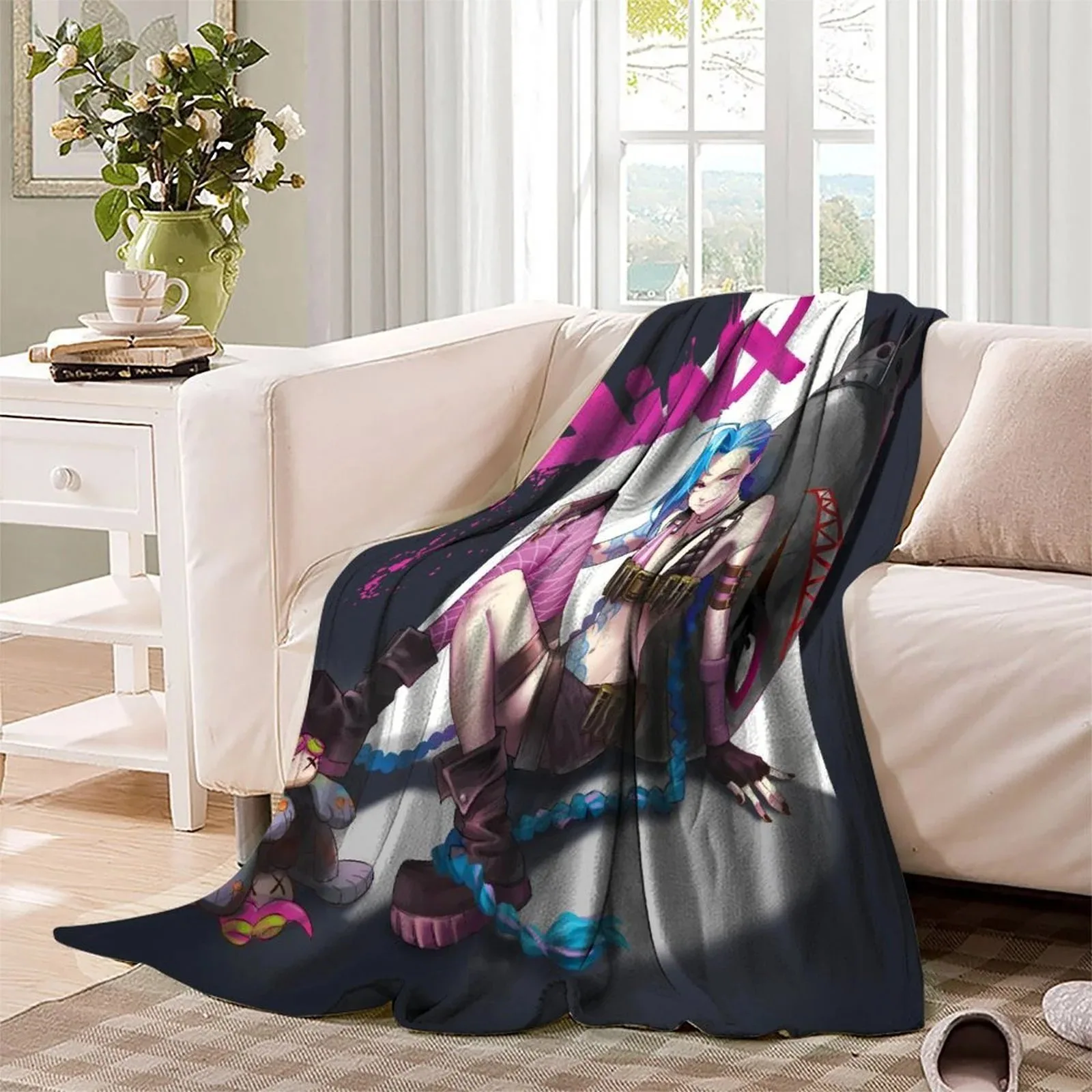 Arcane Jinx Monochrome Plush Fleece Throw Blanket - Image 3