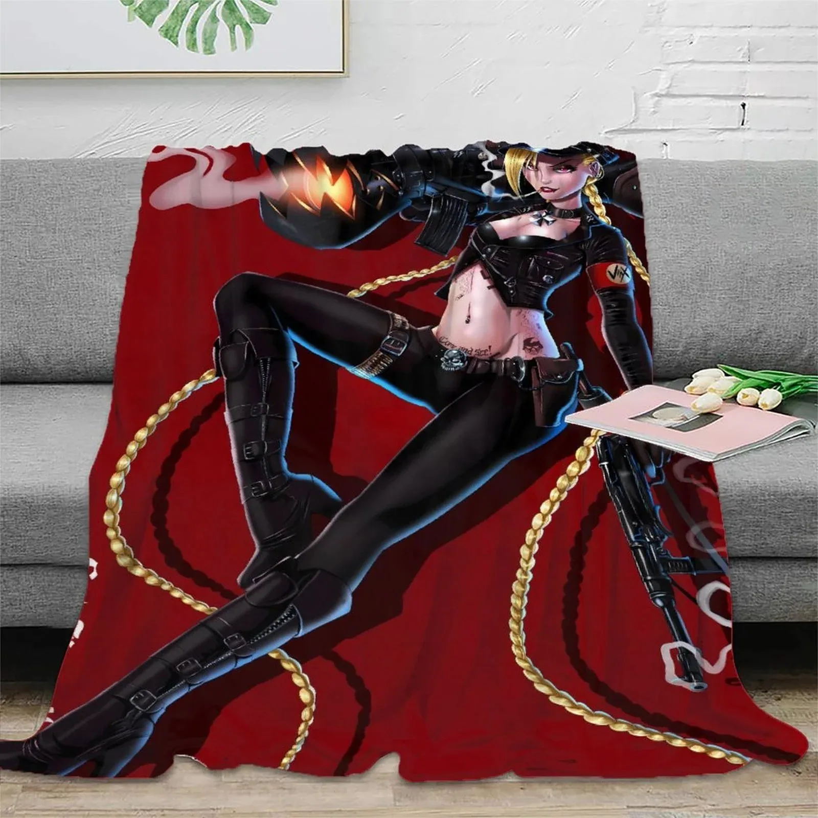 Arcane Jinx Crimson Chains Fleece Throw Blanket - Image 2