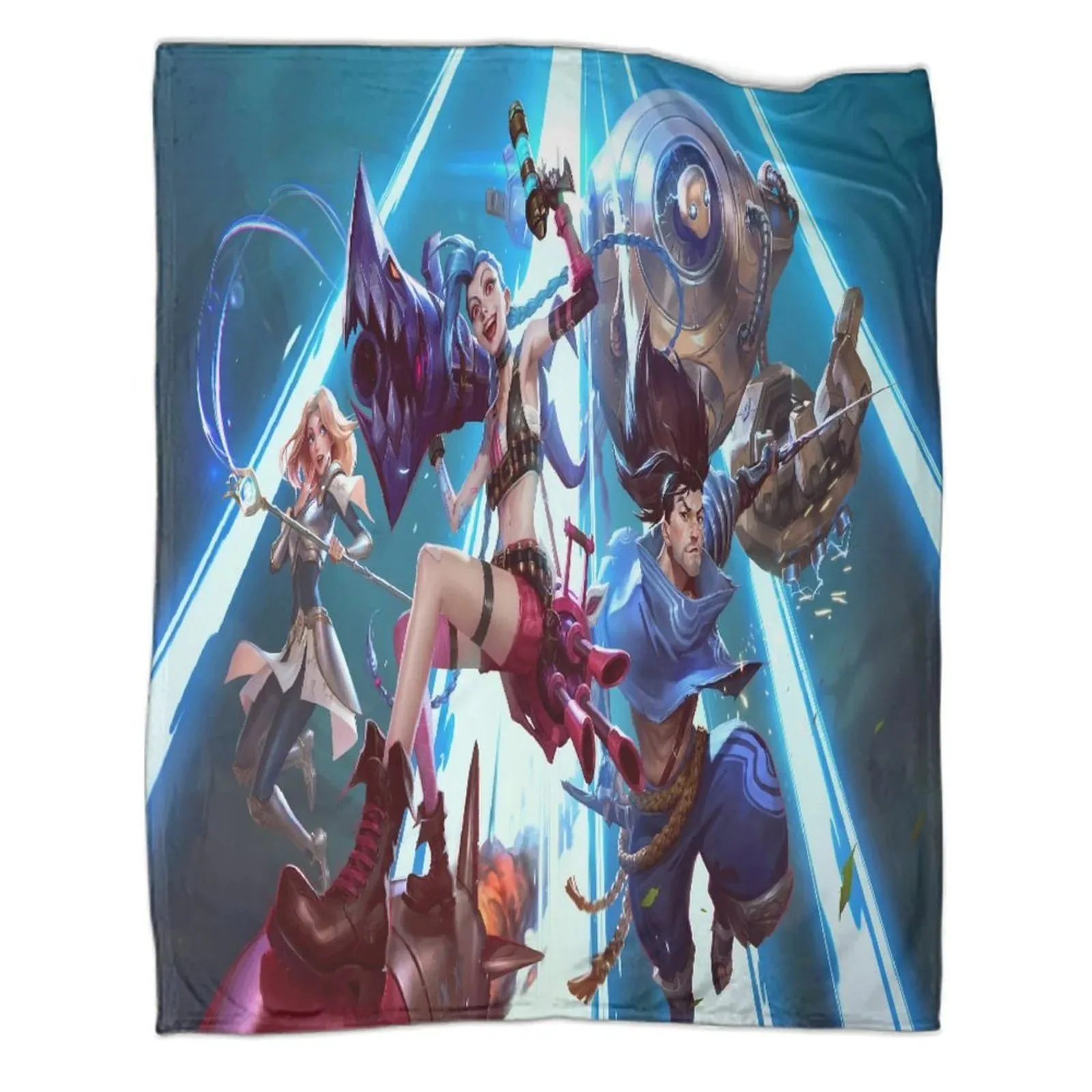 Arcane Jinx Champions Battle Teal Fleece Throw Blanket - Image 1