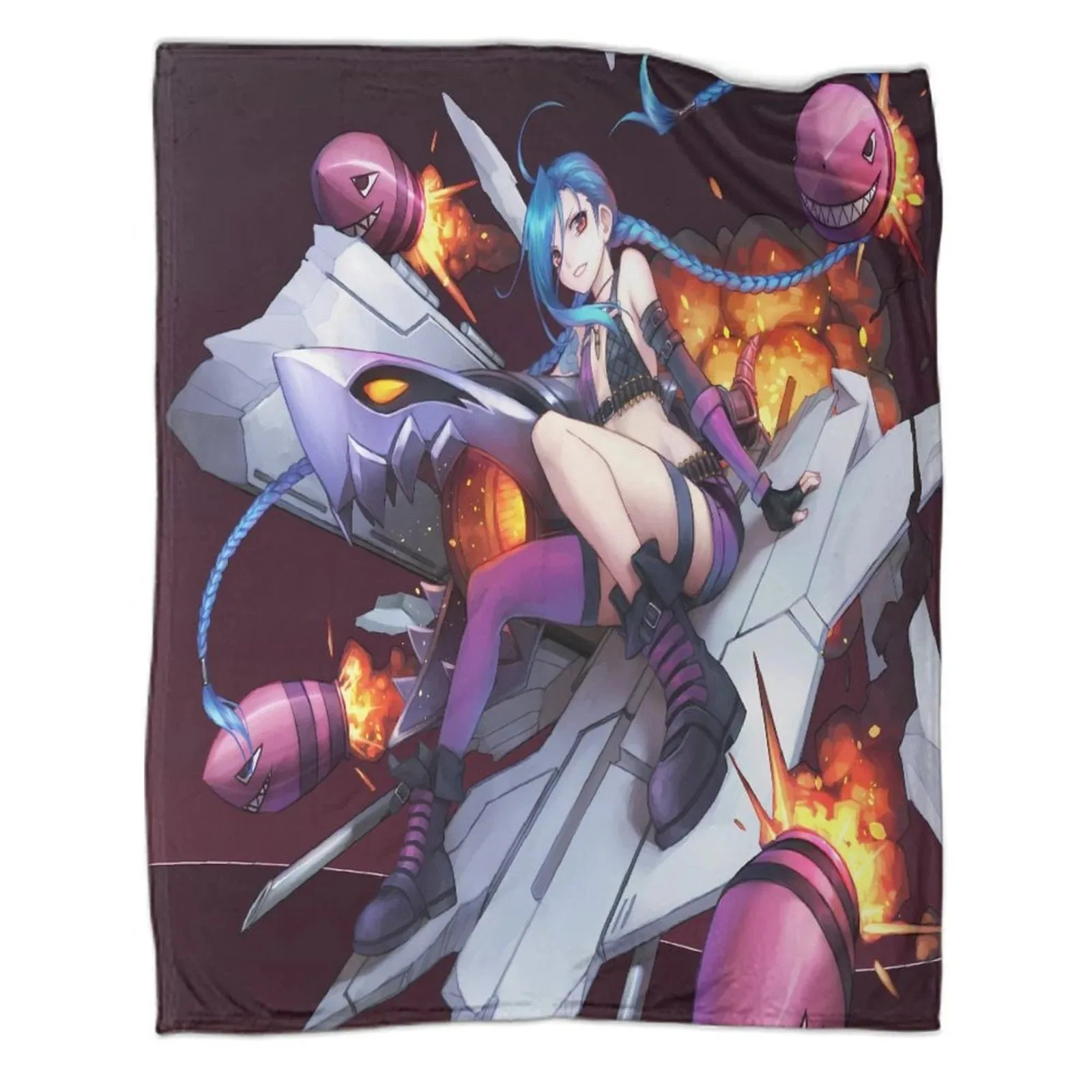 Arcane Jinx Machine Fire Purple Fleece Throw Blanket - Image 1