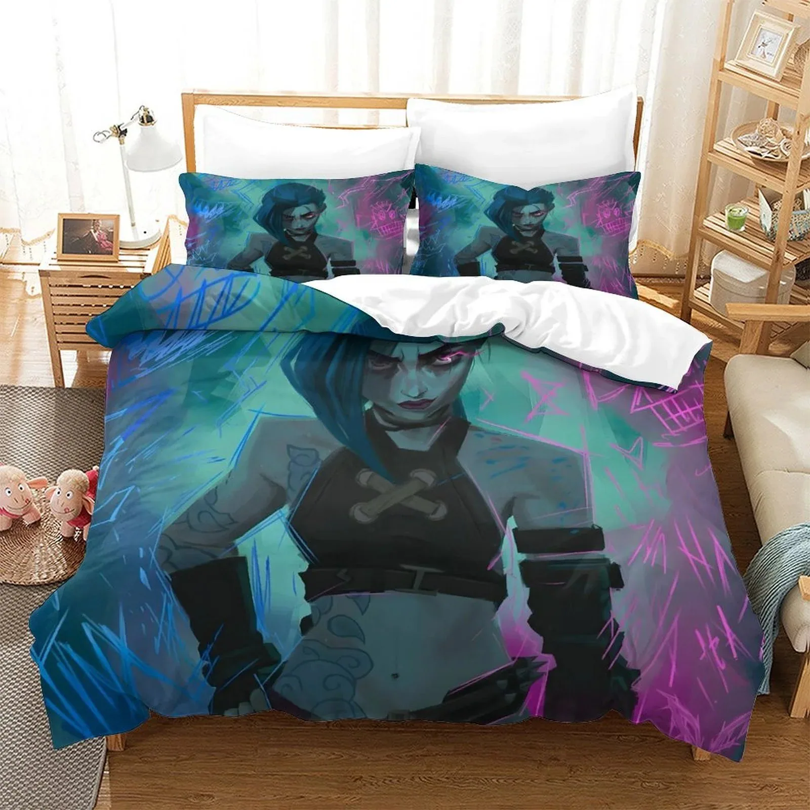 Arcane Jinx Teal Graffiti Duvet Cover Set - Image 2