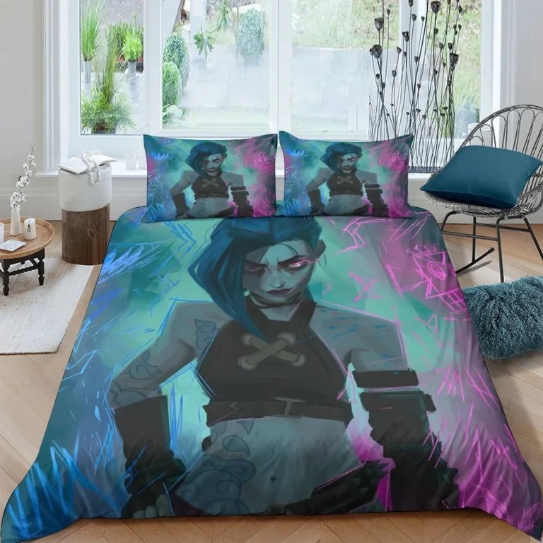 Arcane Jinx Teal Graffiti Duvet Cover Set - Image 1