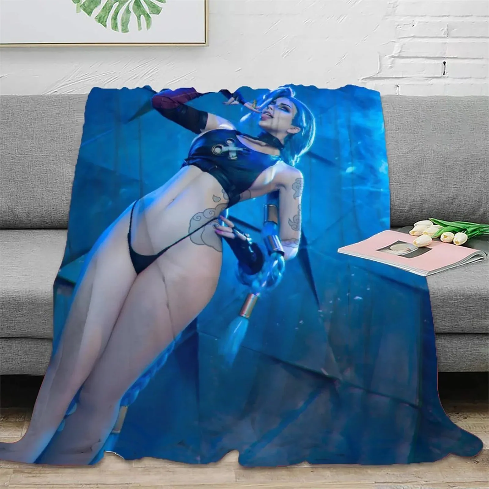 Arcane Jinx Aqua Blue Lounge Fleece Throw Blanket - Image 2