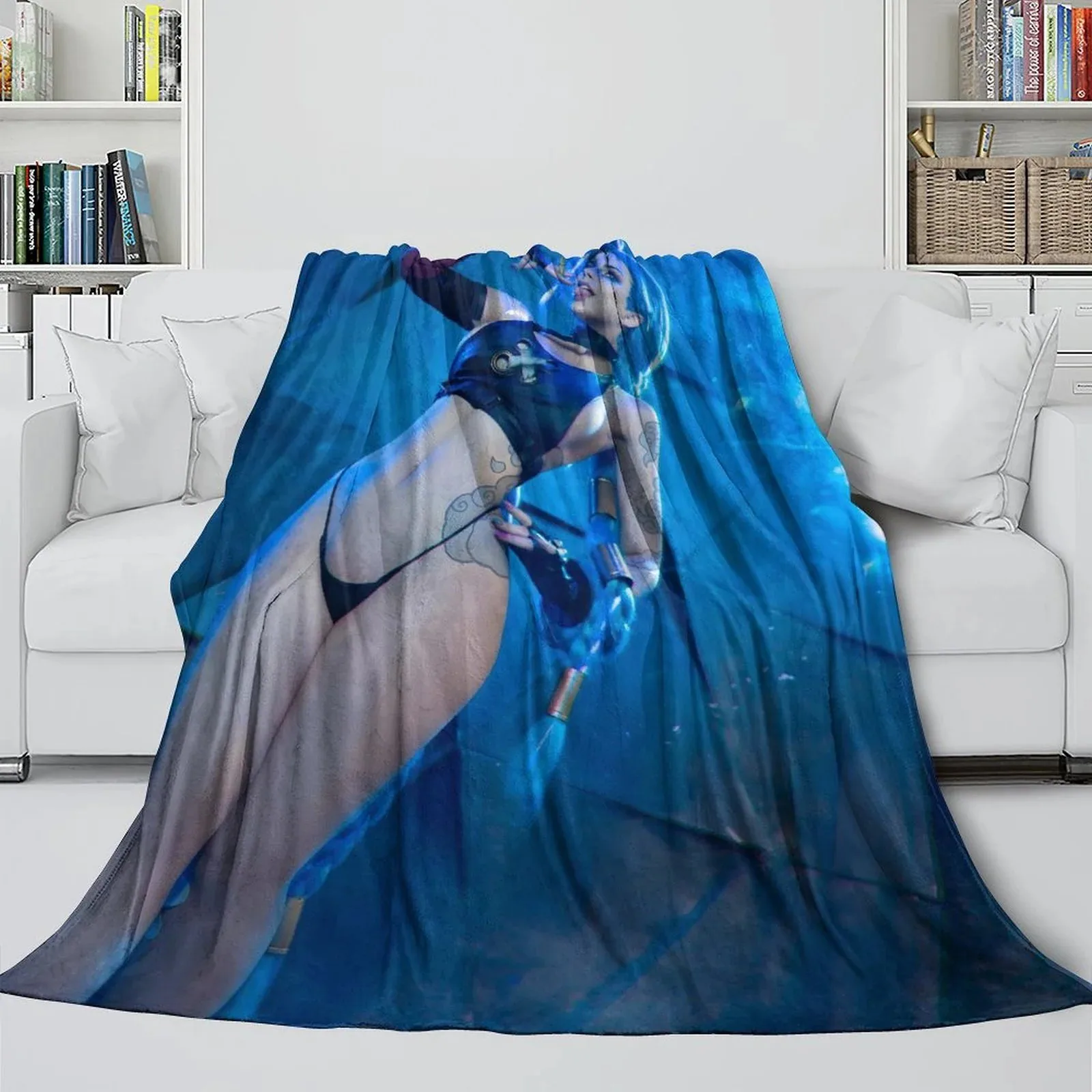 Arcane Jinx Aqua Blue Lounge Fleece Throw Blanket - Image 3