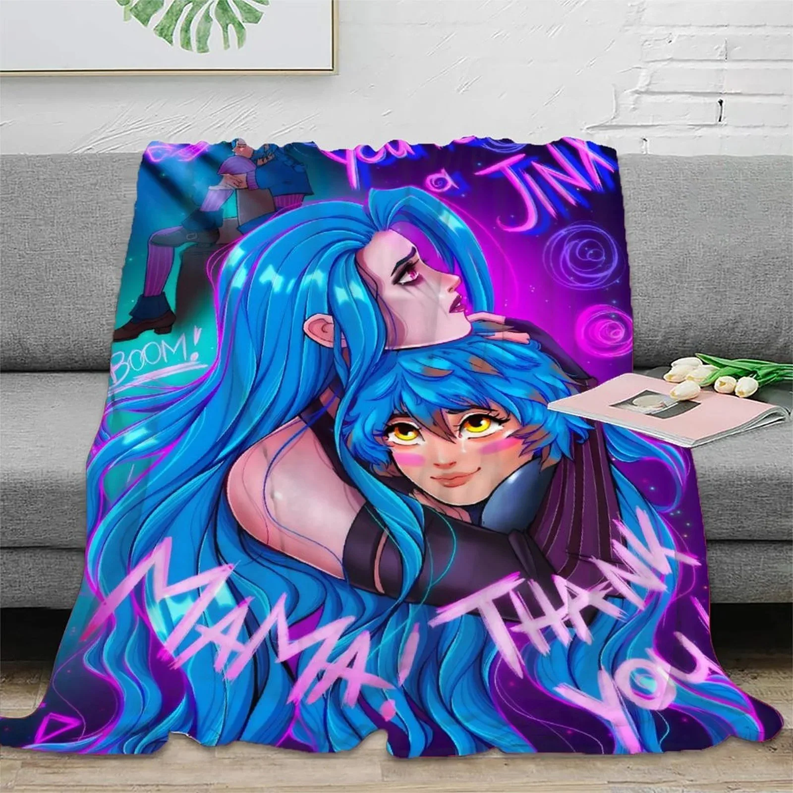 Arcane Jinx Blue & Purple Duo Portrait Fleece Throw Blanket - Image 3