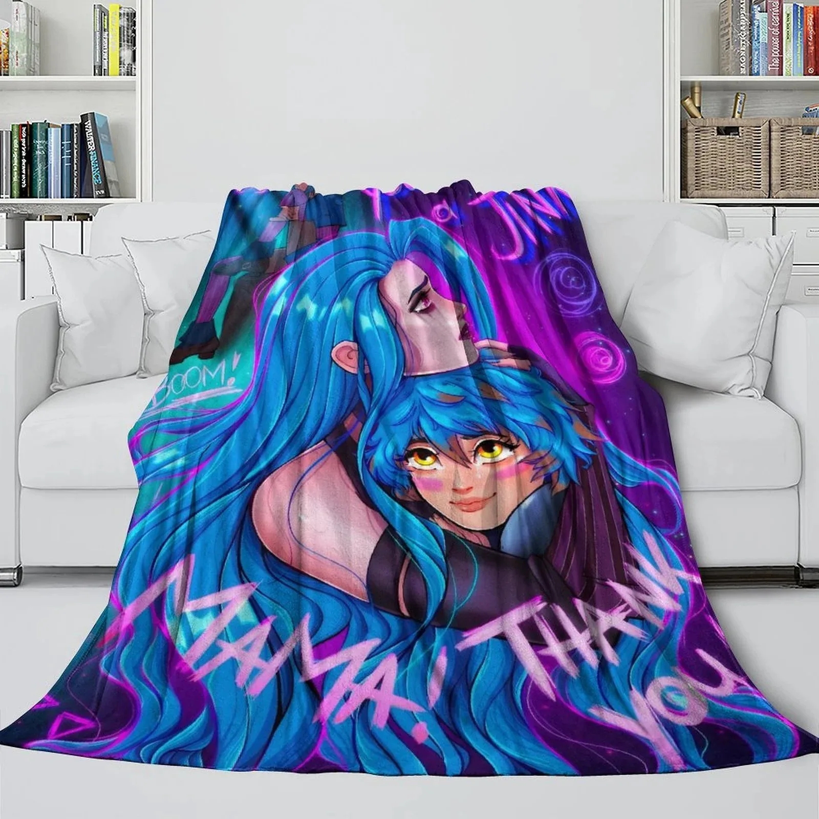 Arcane Jinx Blue & Purple Duo Portrait Fleece Throw Blanket - Image 2
