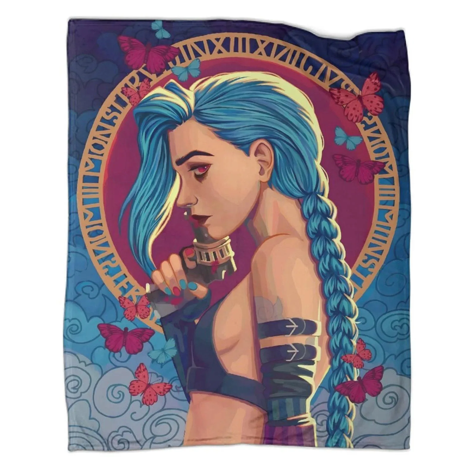 Arcane Jinx Red Moon Butterflies Fleece Throw Blanket - Image 1