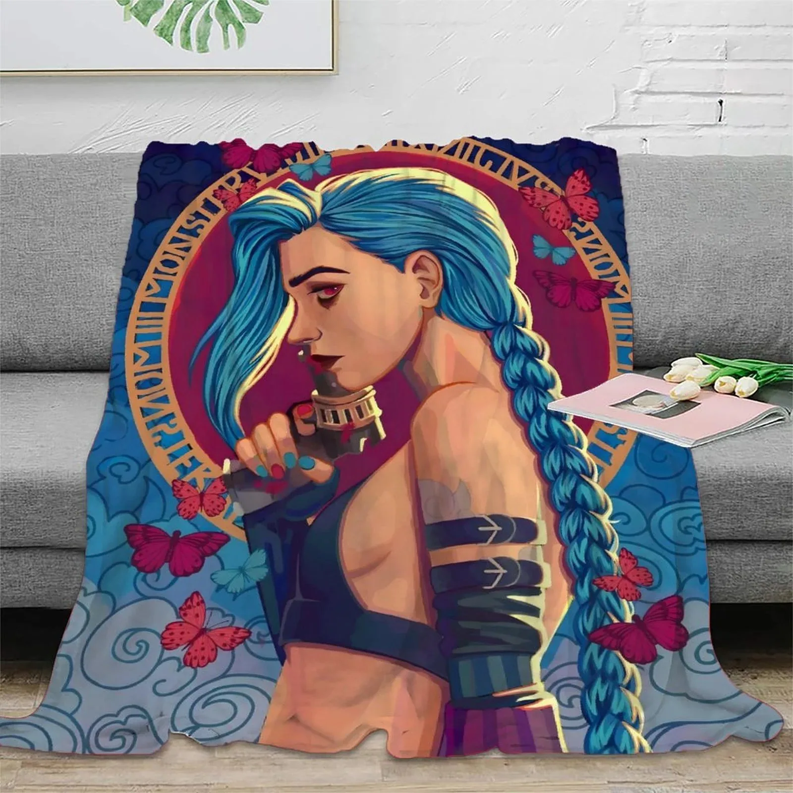 Arcane Jinx Red Moon Butterflies Fleece Throw Blanket - Image 3