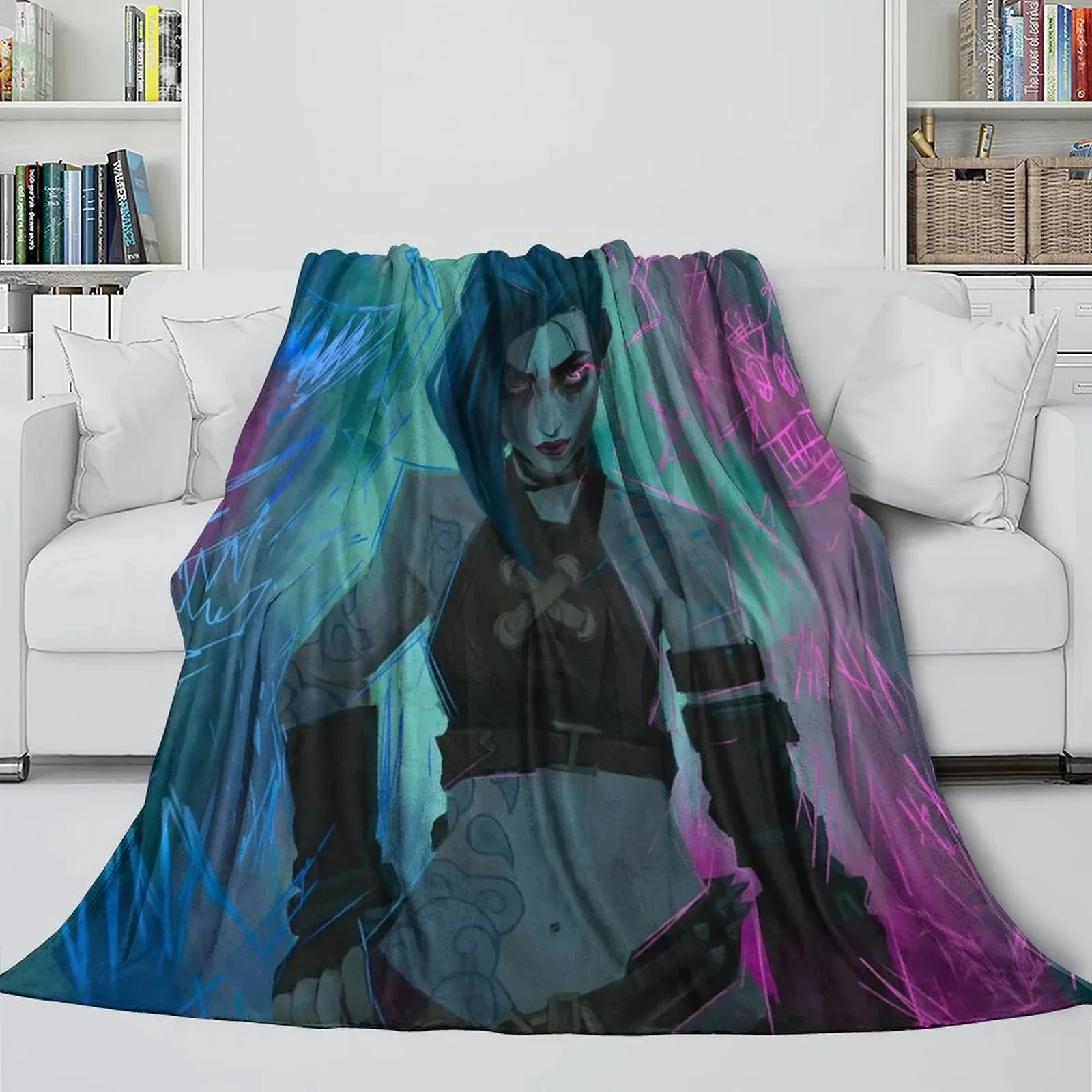 Arcane Jinx Teal Graffiti Fleece Throw Blanket - Image 3