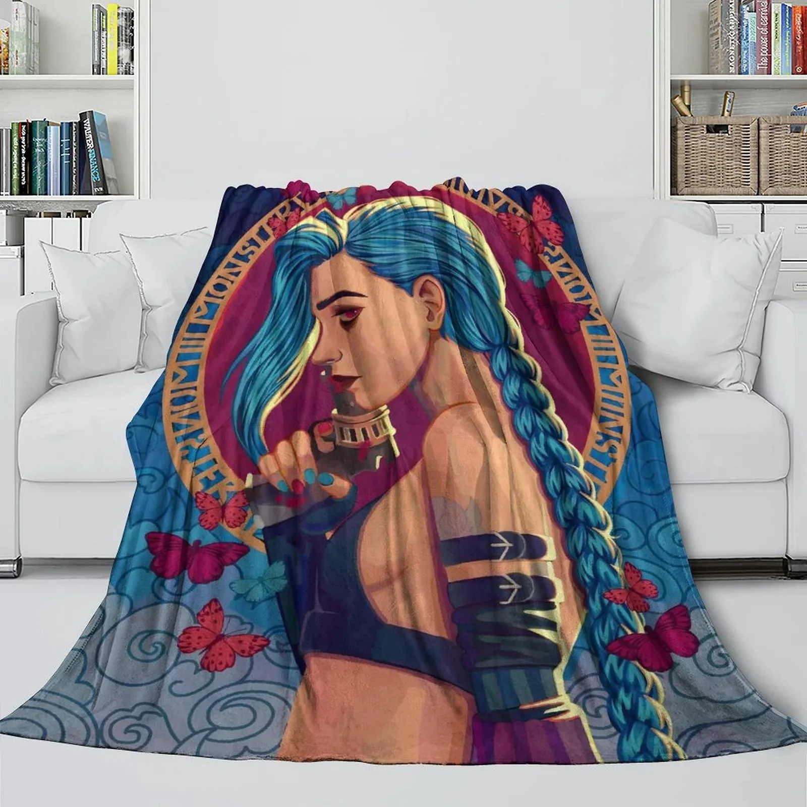 Arcane Jinx Red Moon Butterflies Fleece Throw Blanket - Image 2
