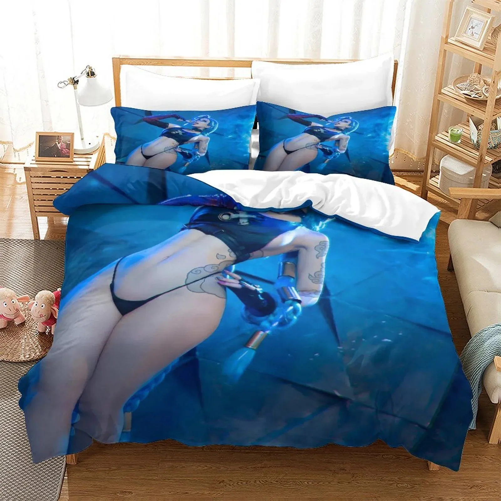Arcane Jinx Aqua Blue Lounge Duvet Cover Set - Image 2