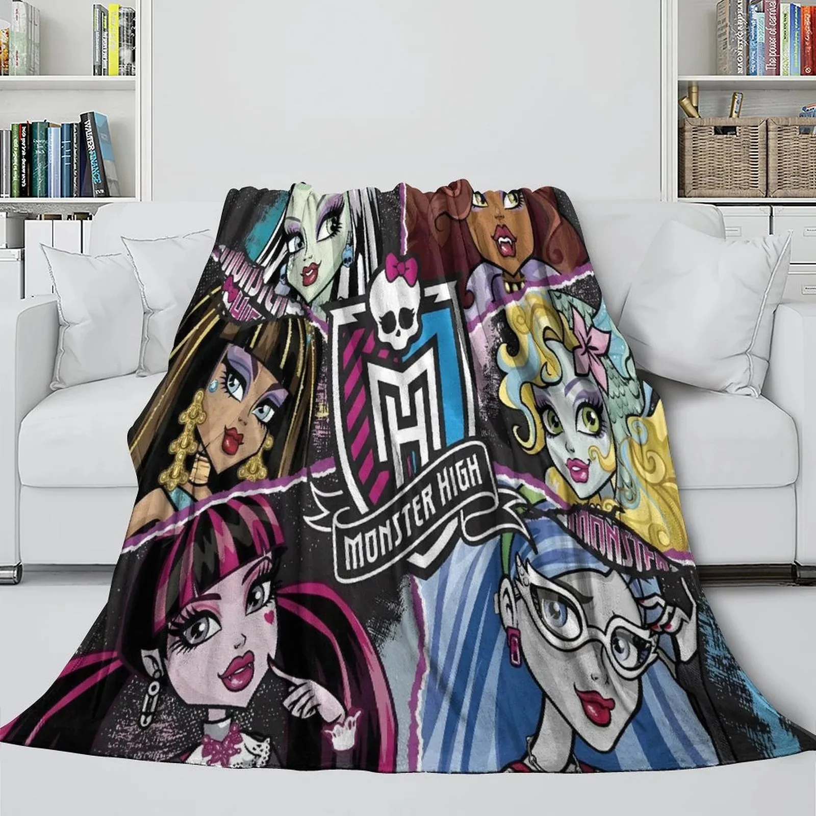Monster High Logo Panel Grid Fleece Throw Blanket - Image 3