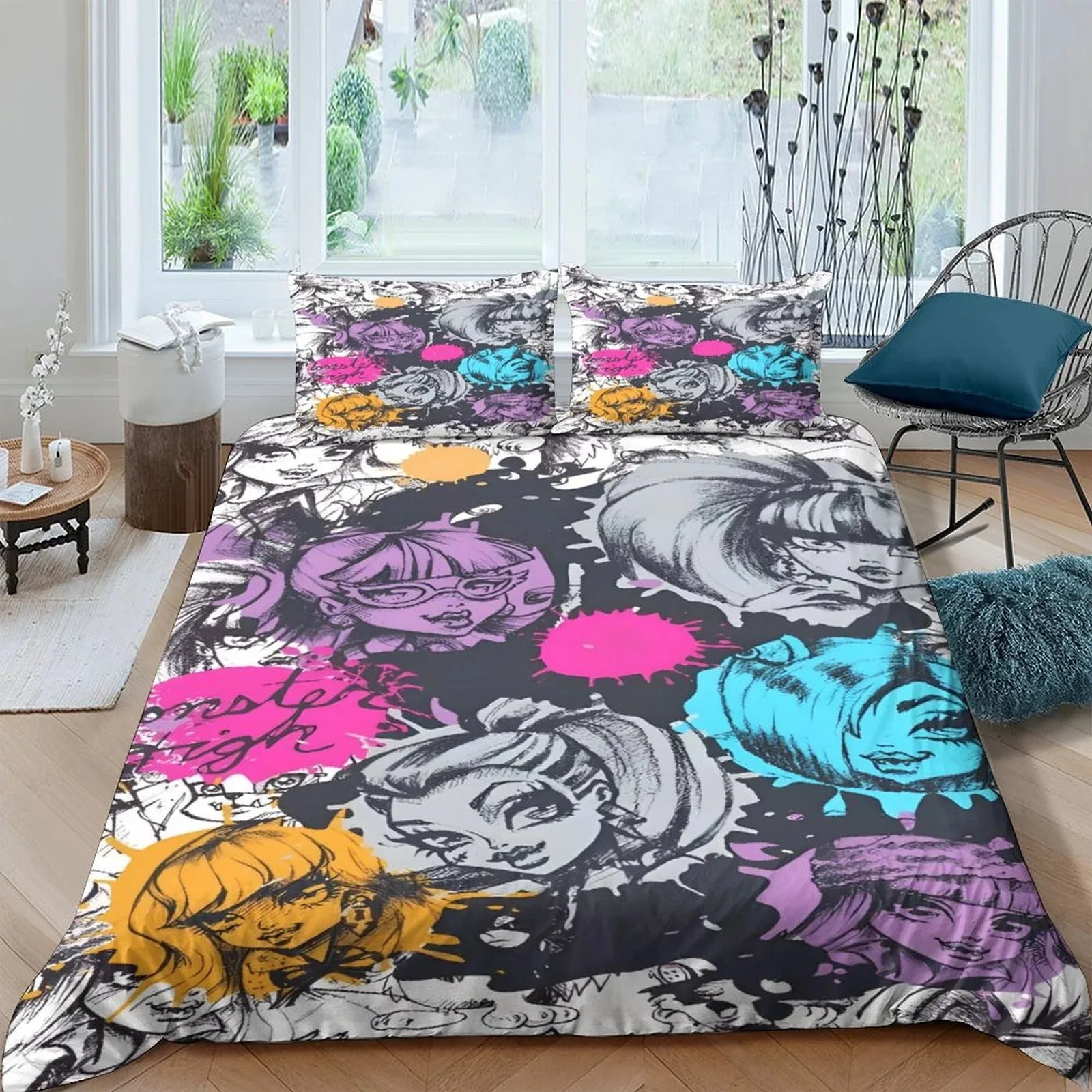 Monster High Pop Art Faces Grey Duvet Cover Set - Image 2