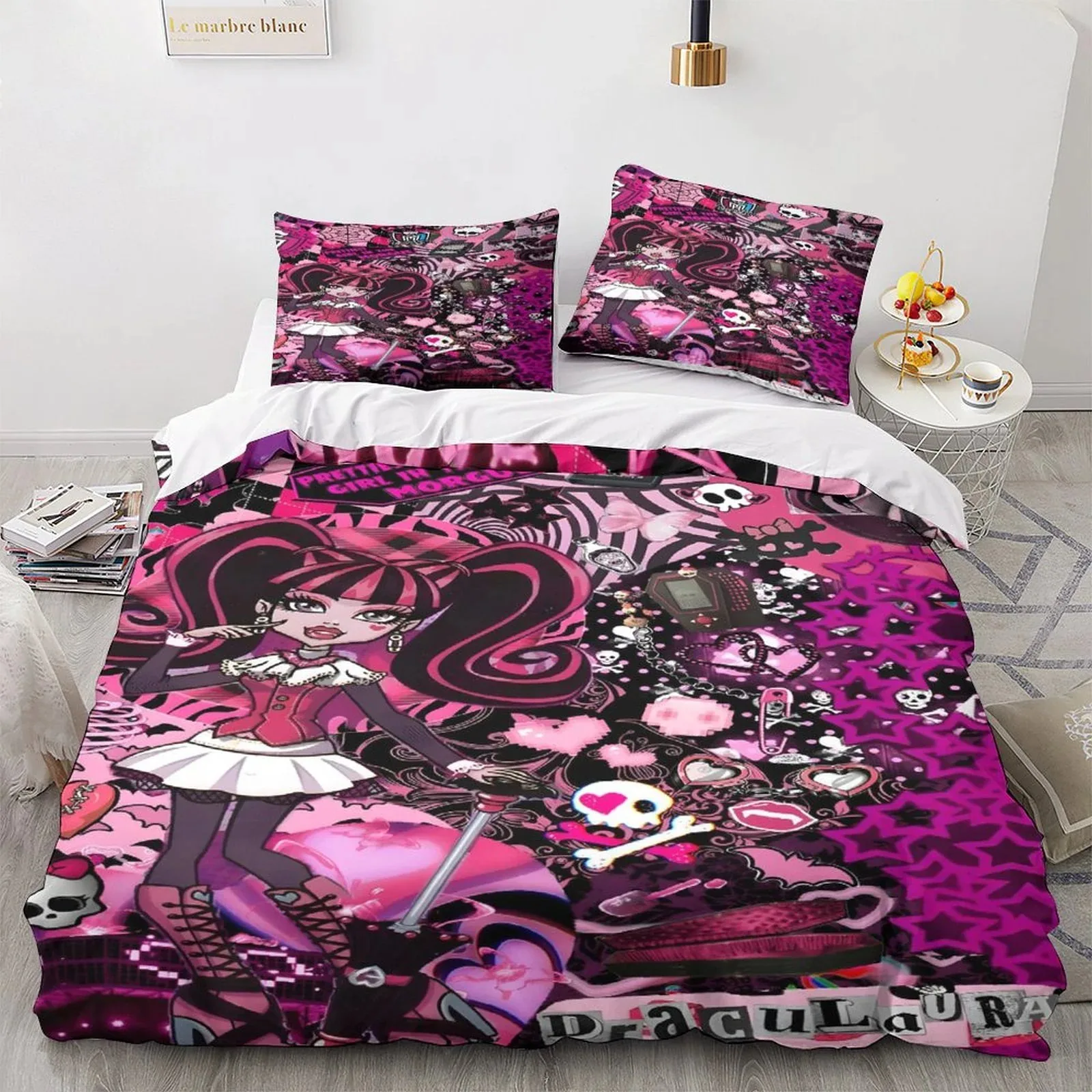 Monster High Draculaura Pink Collage Duvet Cover Set - Image 1
