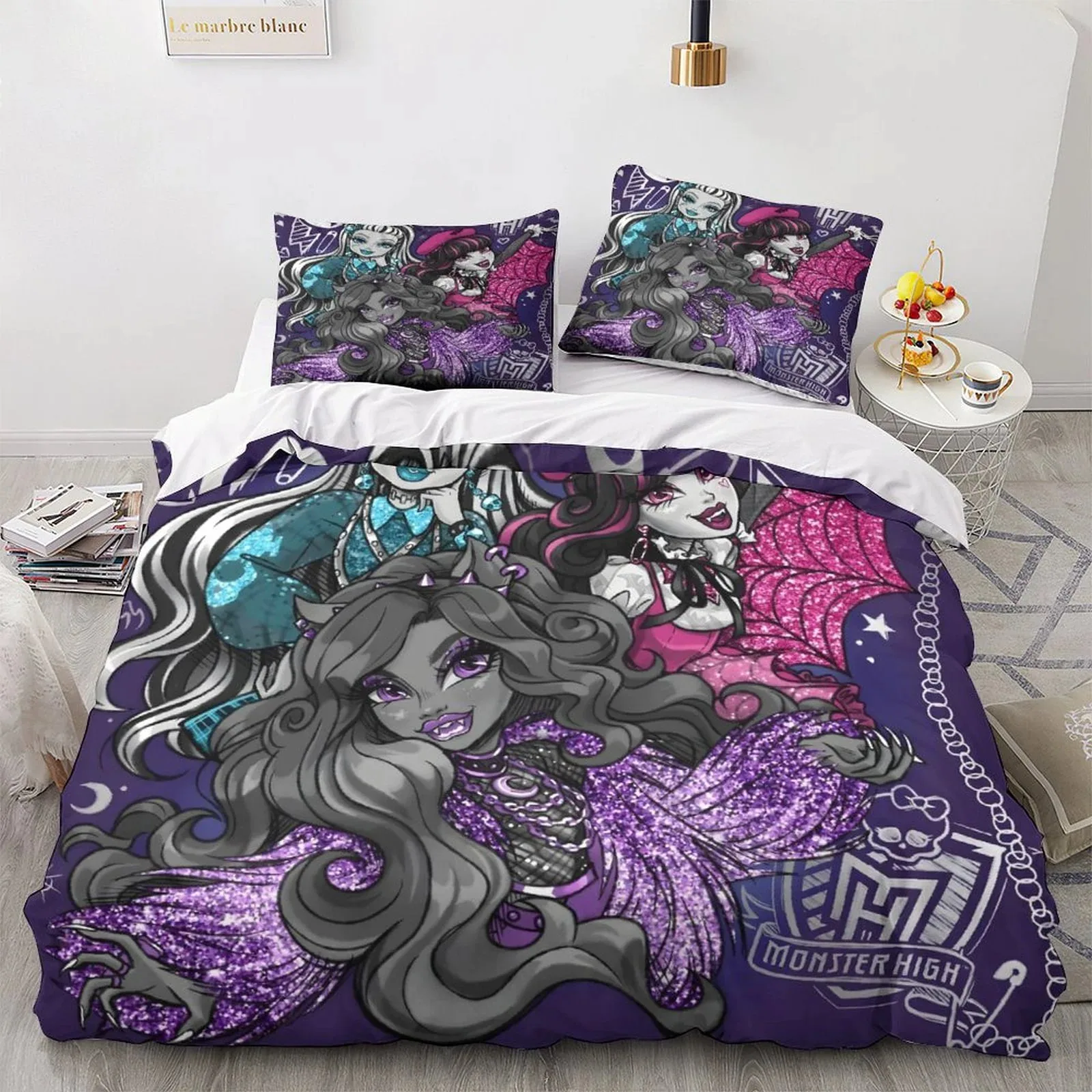 Monster High School Crest Purple Duvet Cover Set - Image 1