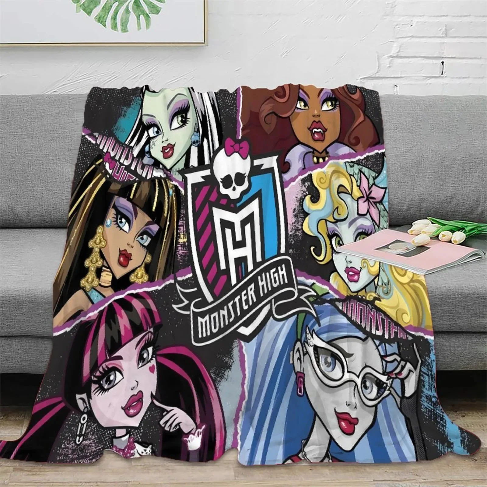 Monster High Logo Panel Grid Fleece Throw Blanket - Image 2