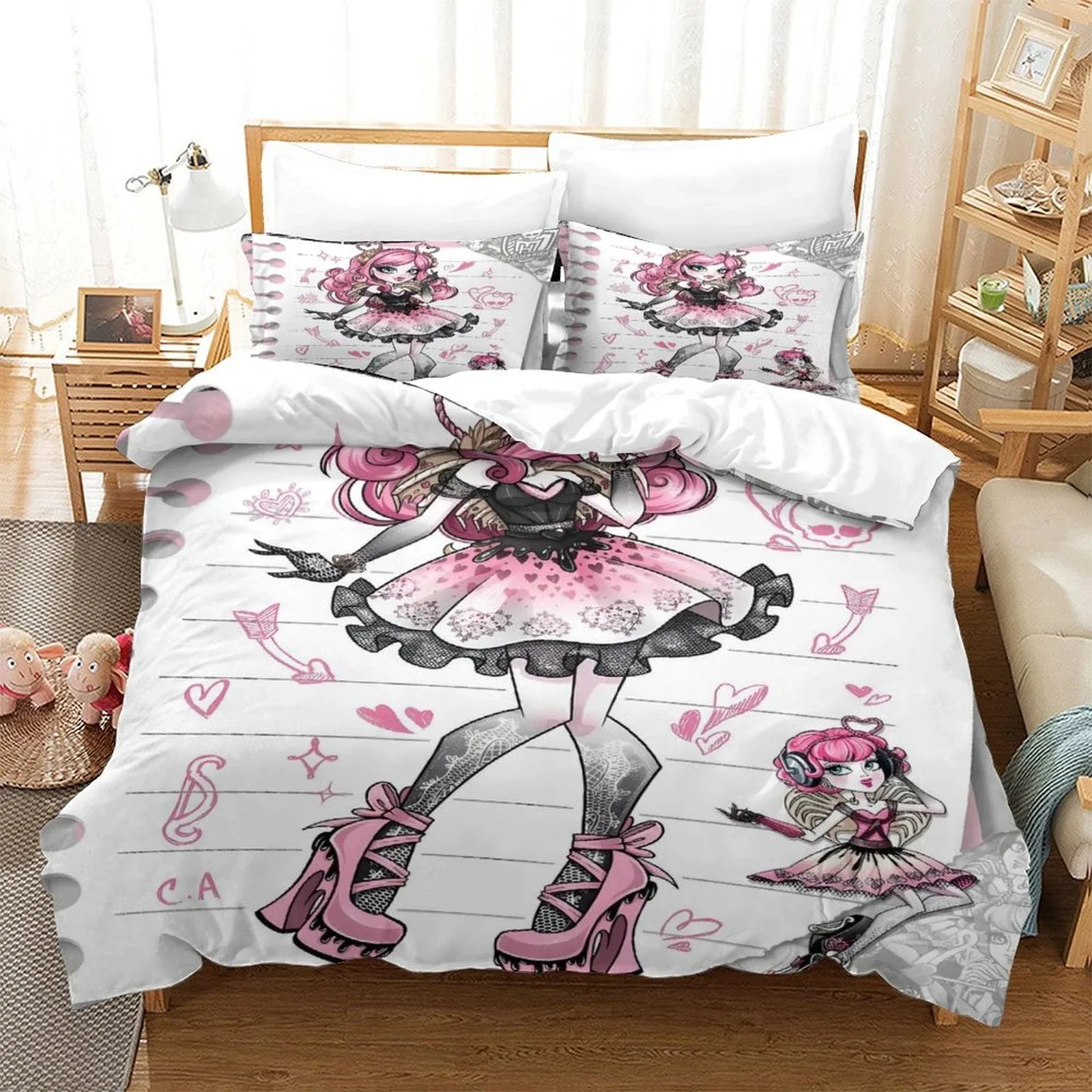 Monster High Draculaura Sketch Pink Duvet Cover Set - Image 2