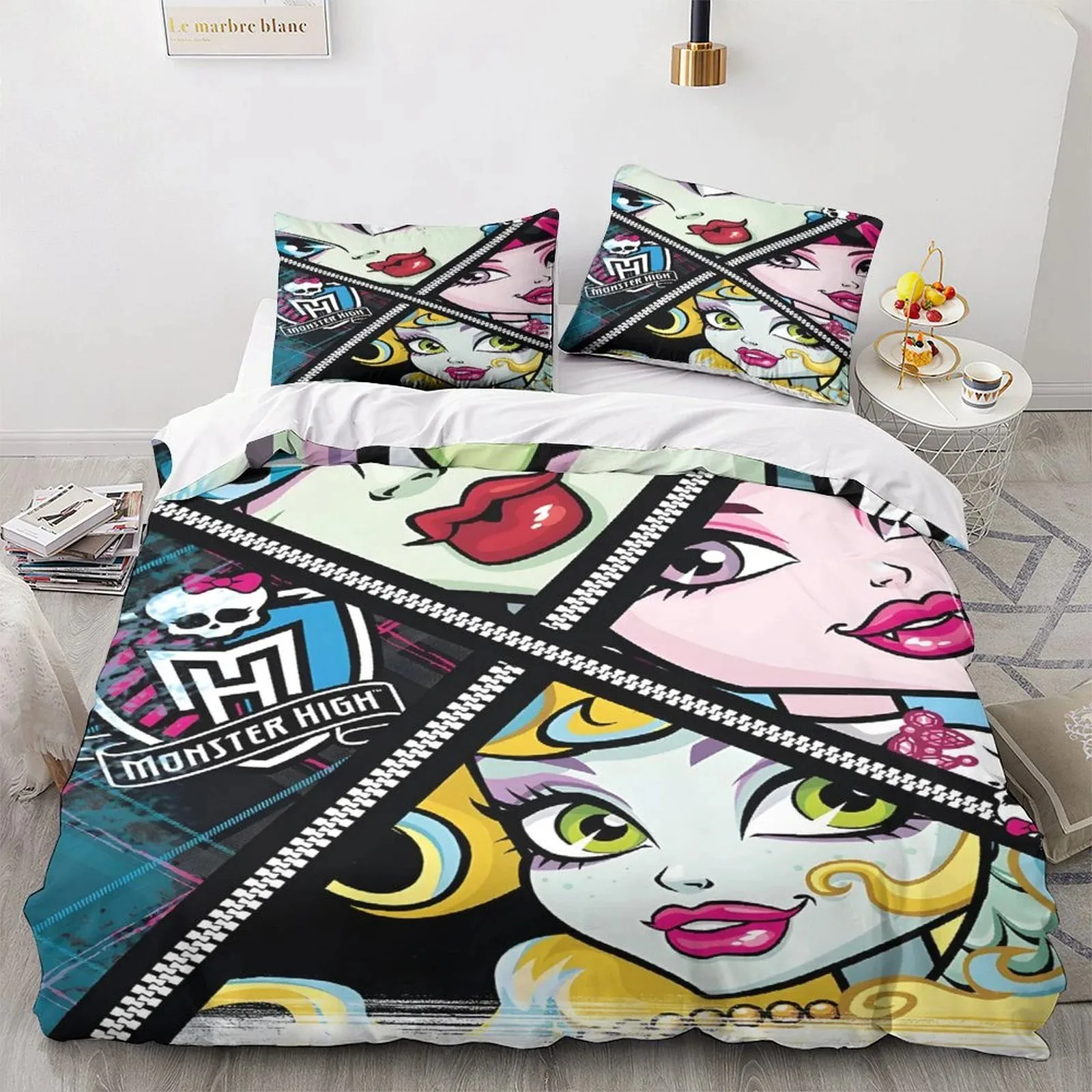 Monster High Zipper Split Faces Duvet Cover Set - Image 1