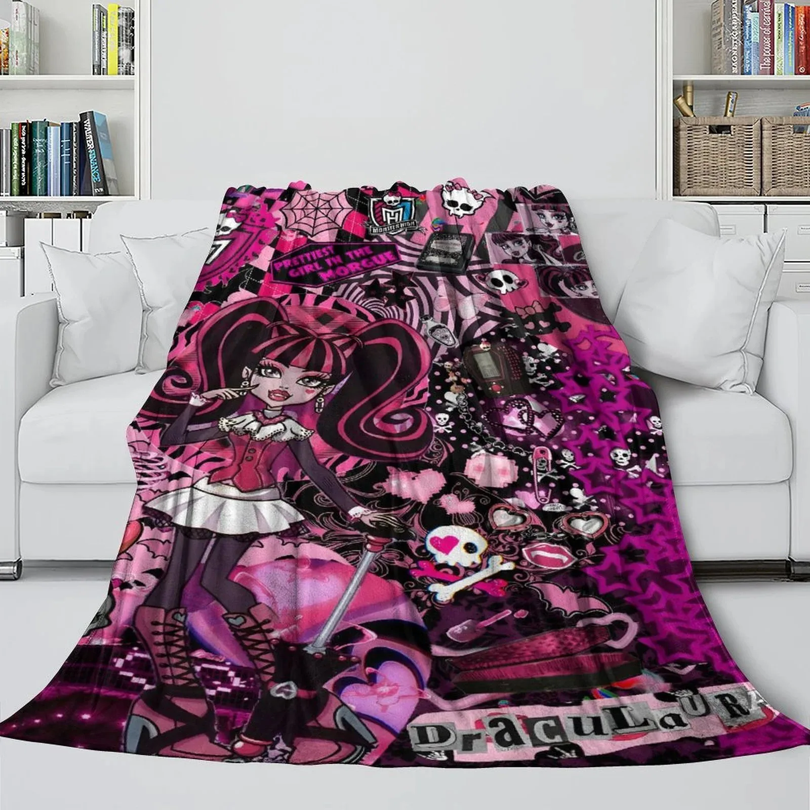 Monster High Draculaura Pink Collage Fleece Throw Blanket - Image 2