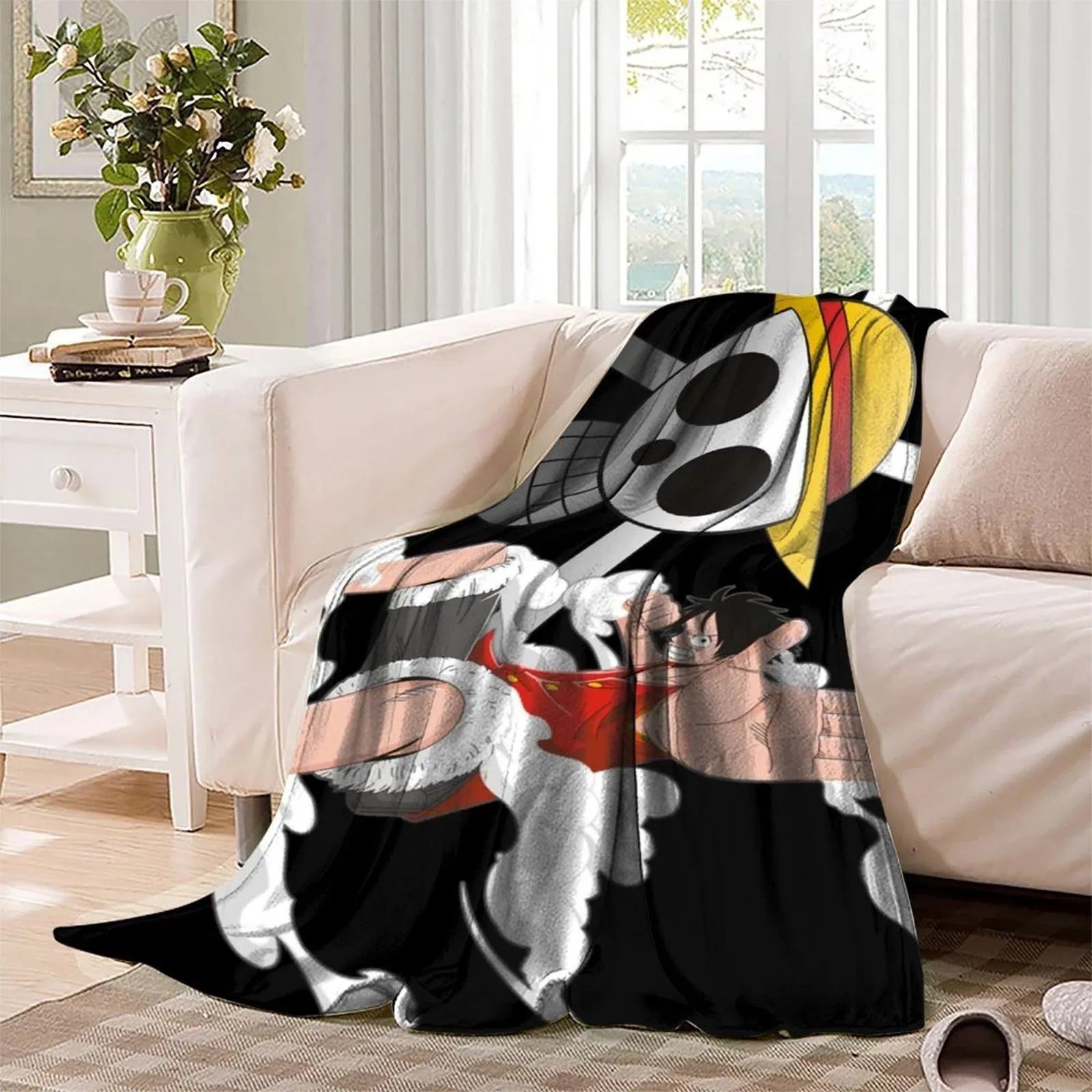 One Piece Gear Second Flag Black Fleece Throw Blanket - Image 3