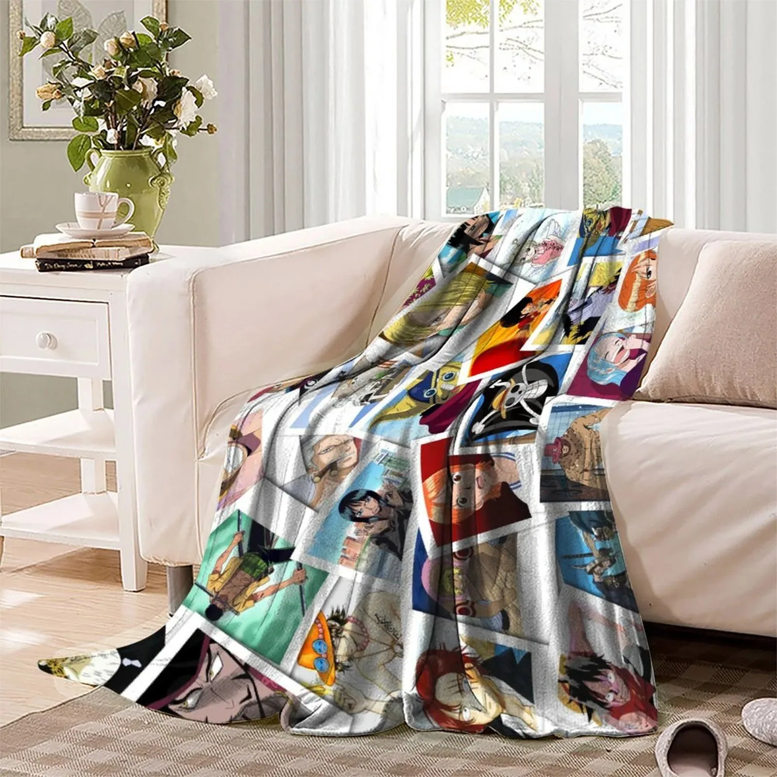 One Piece Polaroid Collage White Fleece Throw Blanket - Image 3