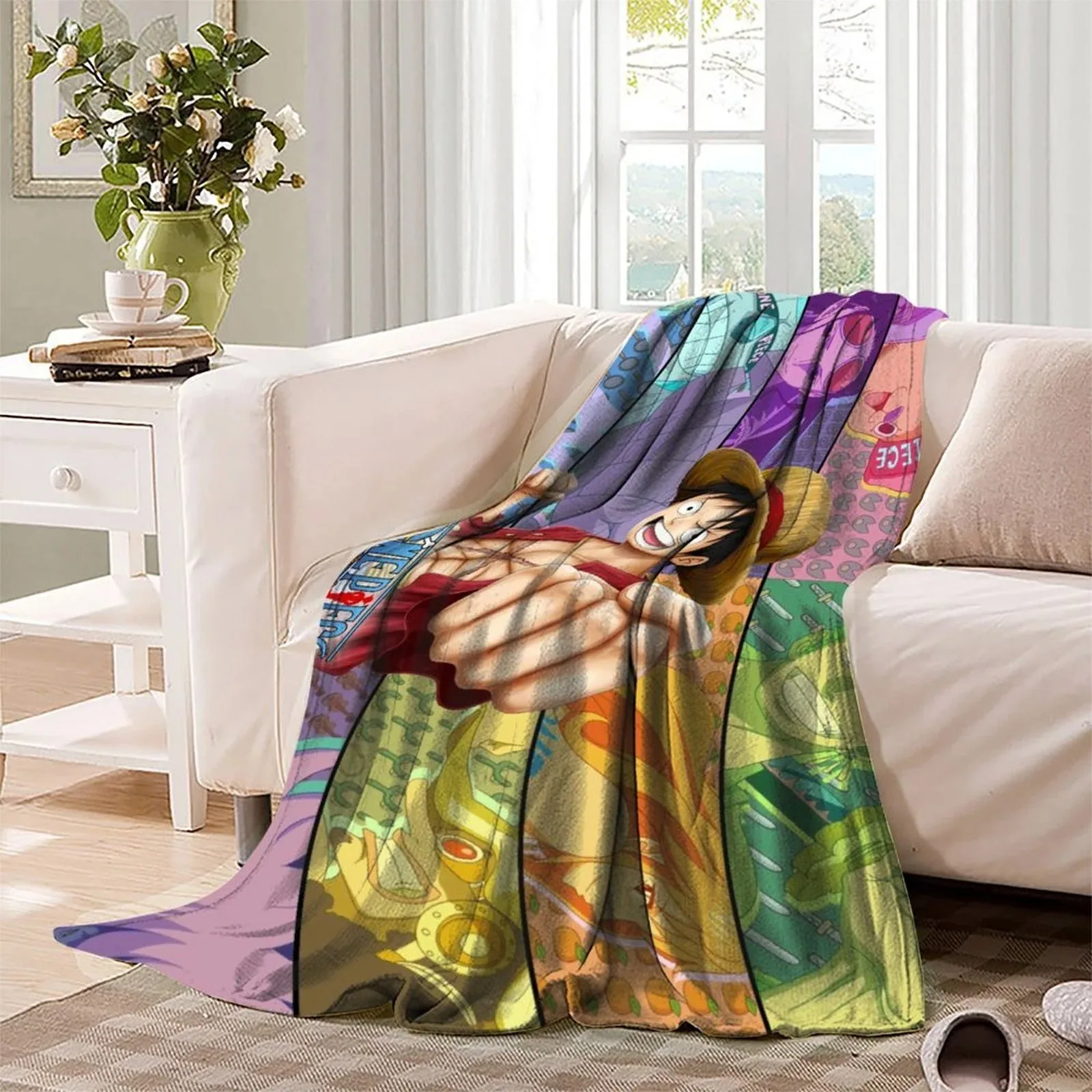 One Piece Colour Stripe Stretch Fleece Throw Blanket - Image 3