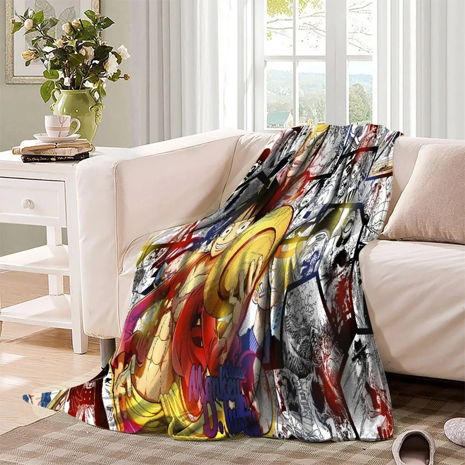 One Piece Manga Collage Hat Fleece Throw Blanket - Image 3