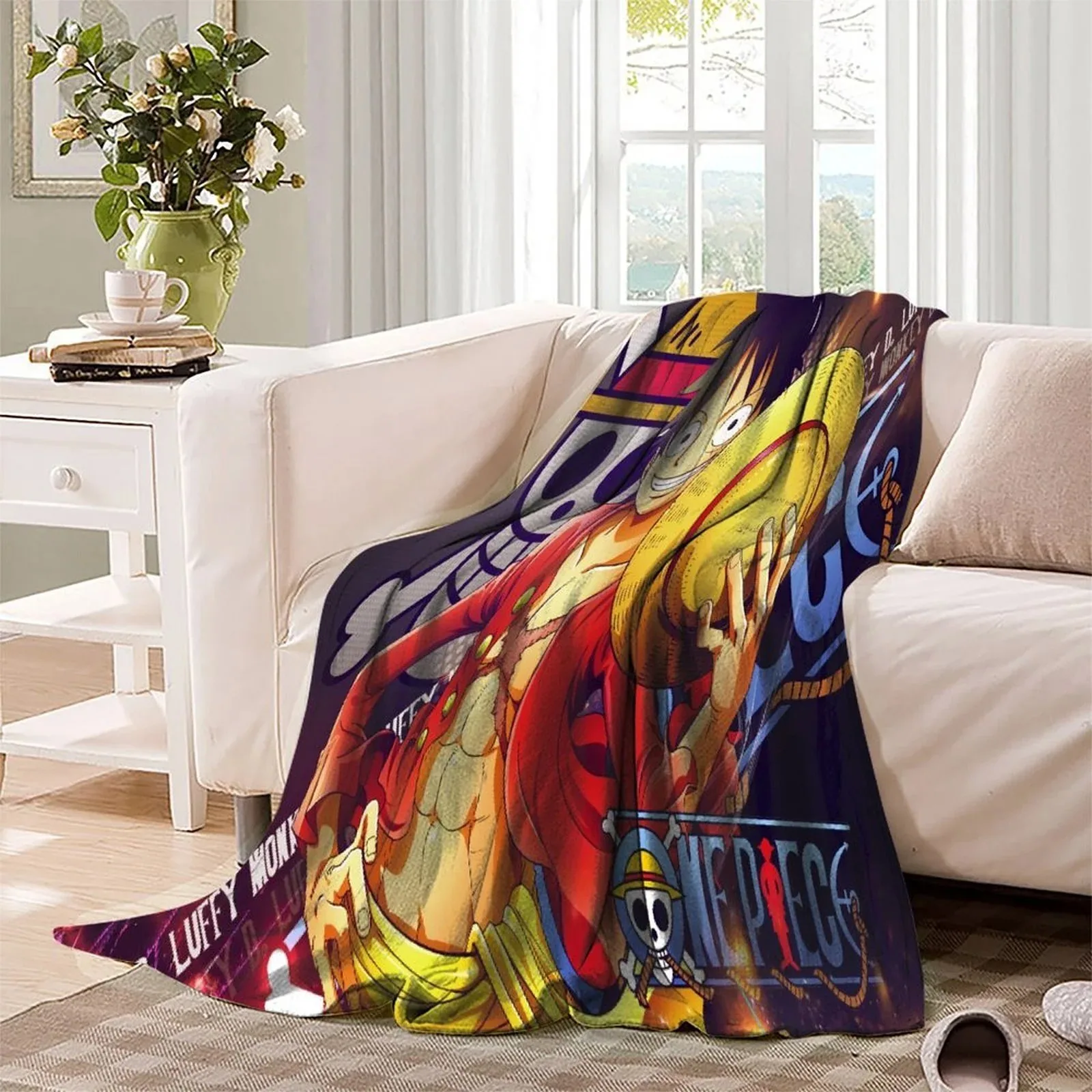 One Piece Purple Hat Salute Fleece Throw Blanket - Image 3