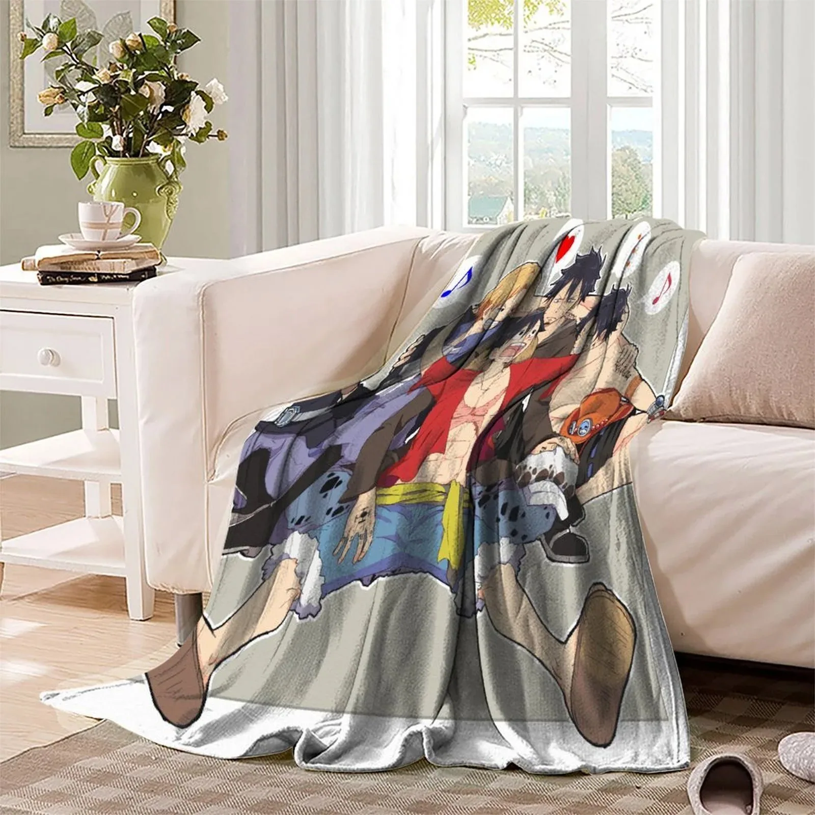 One Piece Three Brothers Tan Fleece Throw Blanket - Image 3