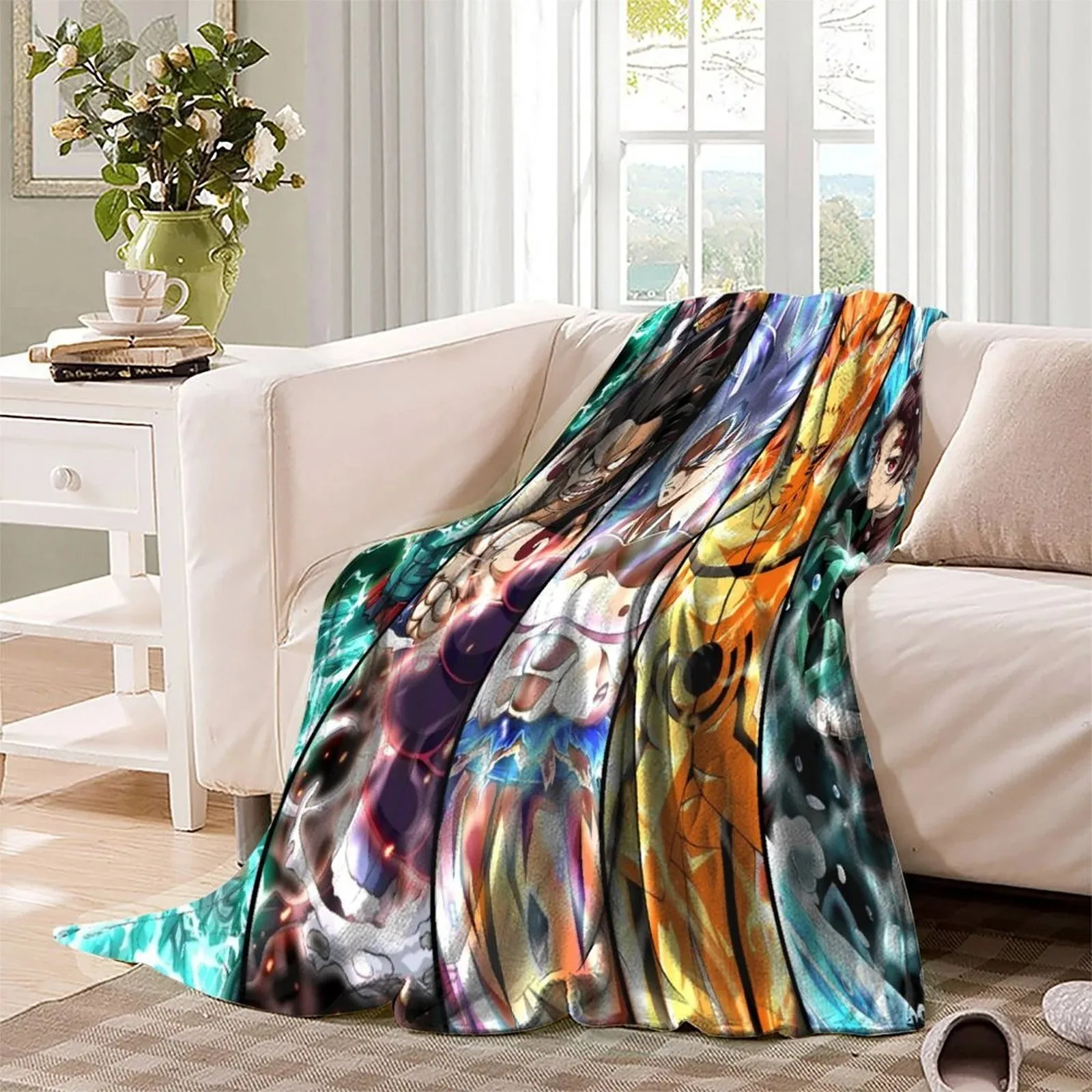 Anime Heroes Panel Stripe Fleece Throw Blanket - Image 3