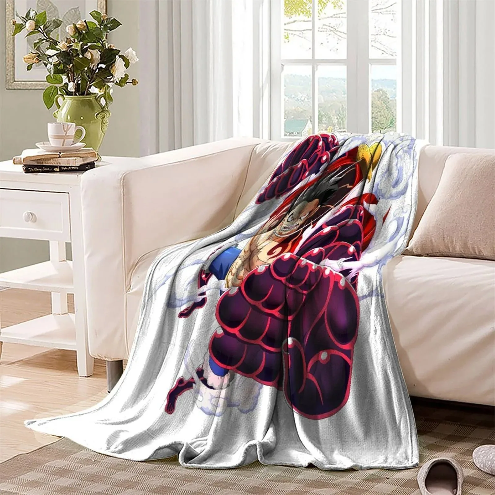 One Piece Gear Fourth White Fleece Throw Blanket - Image 3