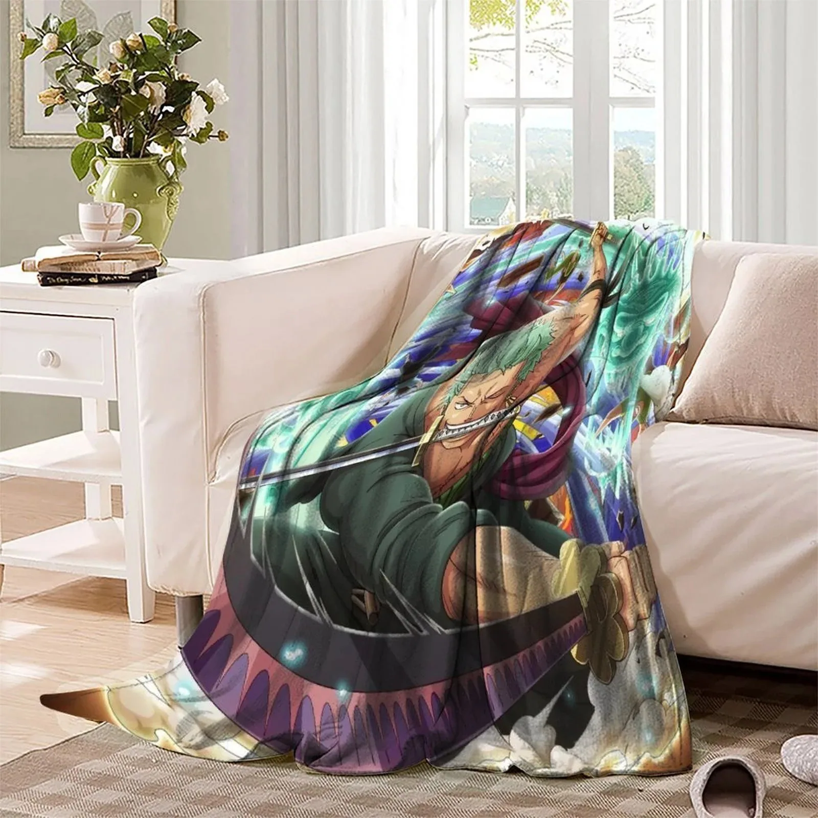 One Piece Zoro Three Sword Style Fleece Throw Blanket - Image 3
