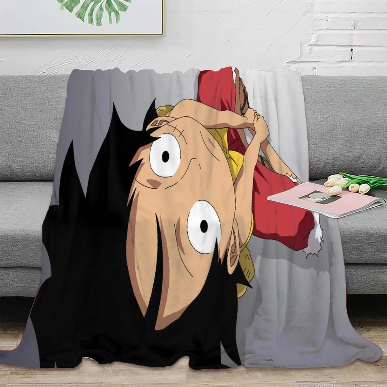 One Piece Silly Face Monochrome Fleece Throw Blanket - Image 2