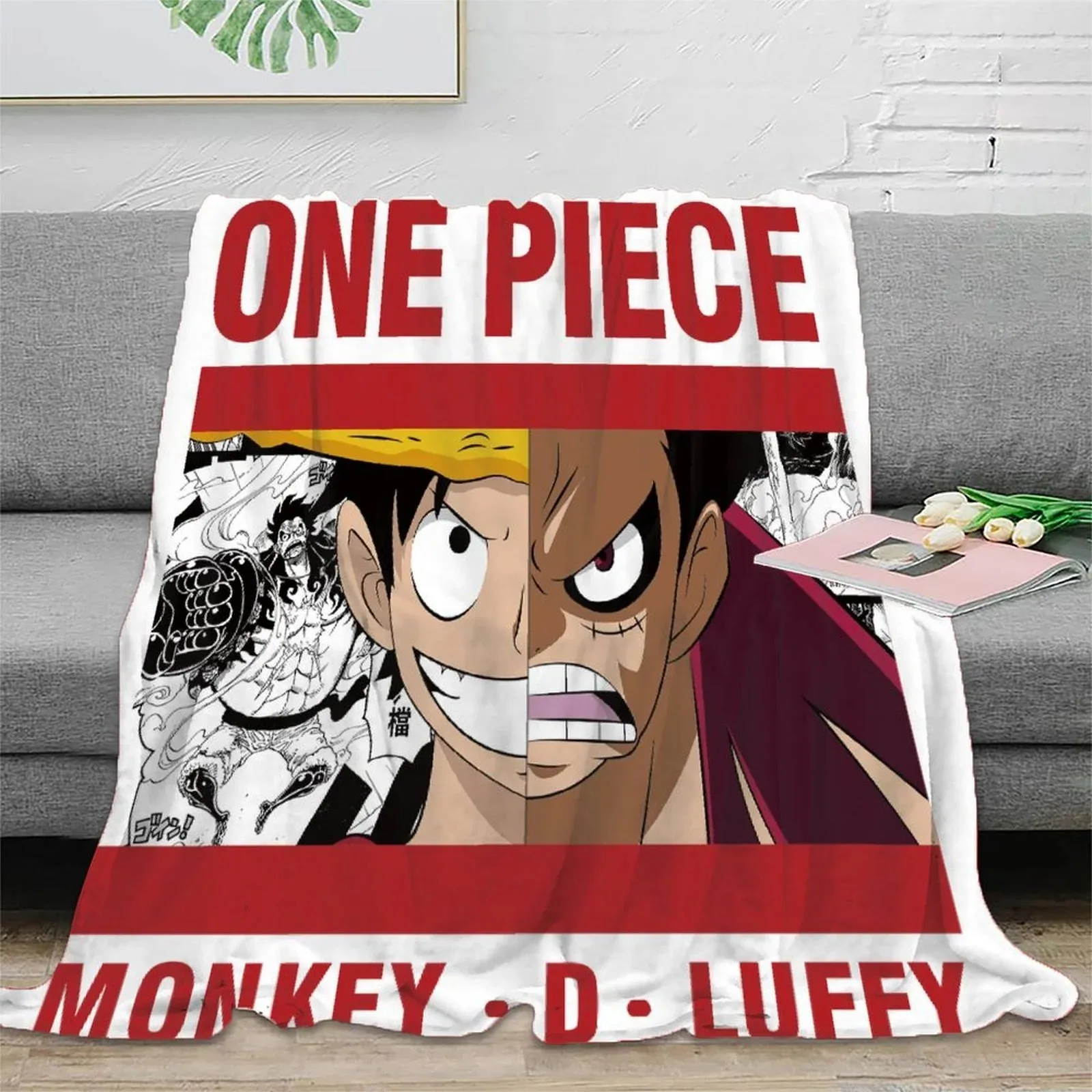 One Piece Manga Panel Red Fleece Throw Blanket - Image 2