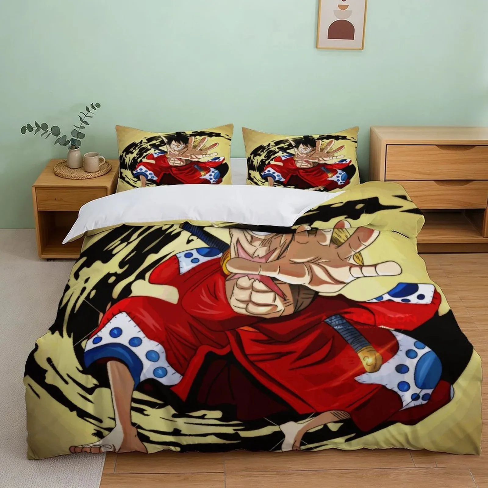One Piece Luffy Yellow Stripe Duvet Cover Set - Image 2