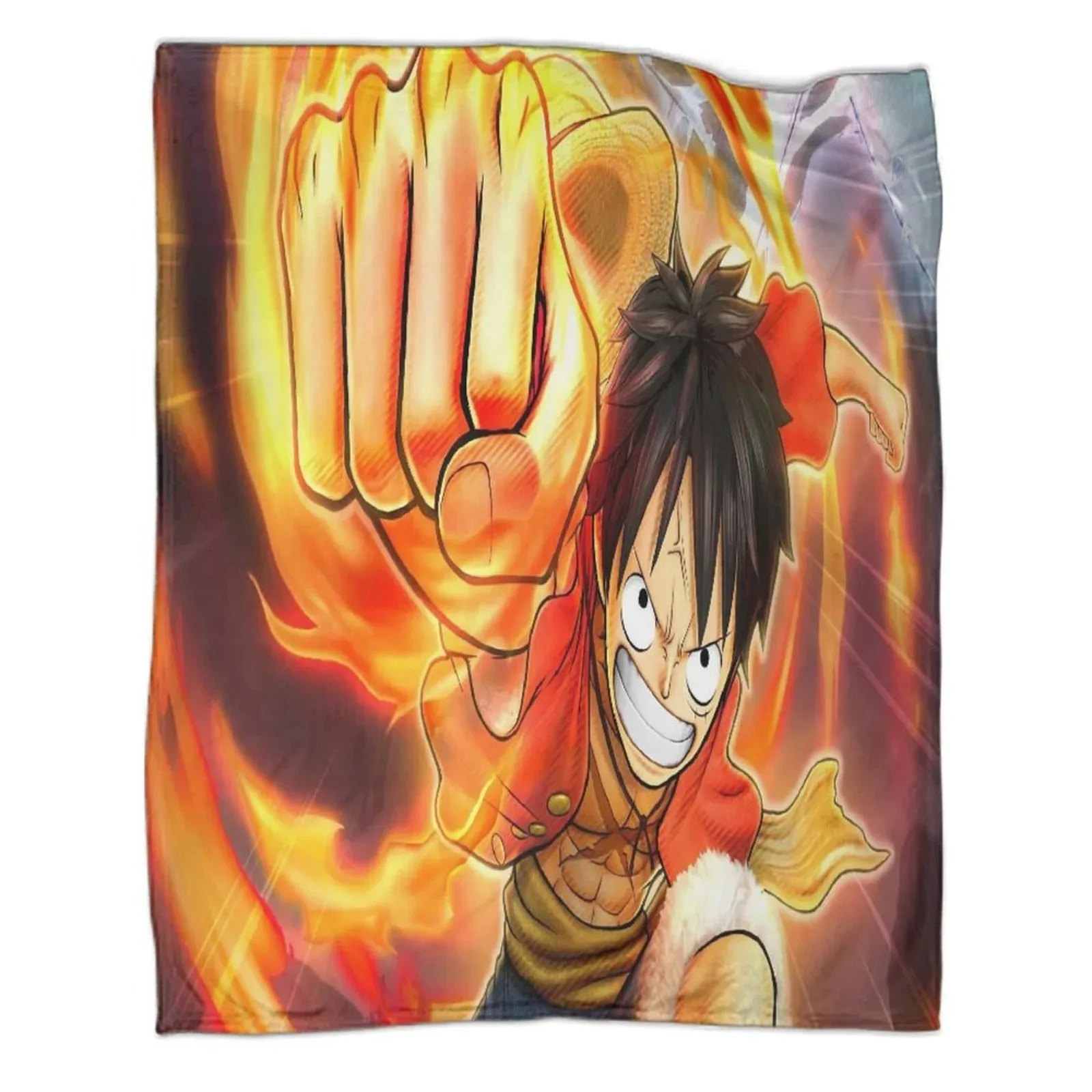 One Piece Fire Fist Orange Fleece Throw Blanket - Image 1