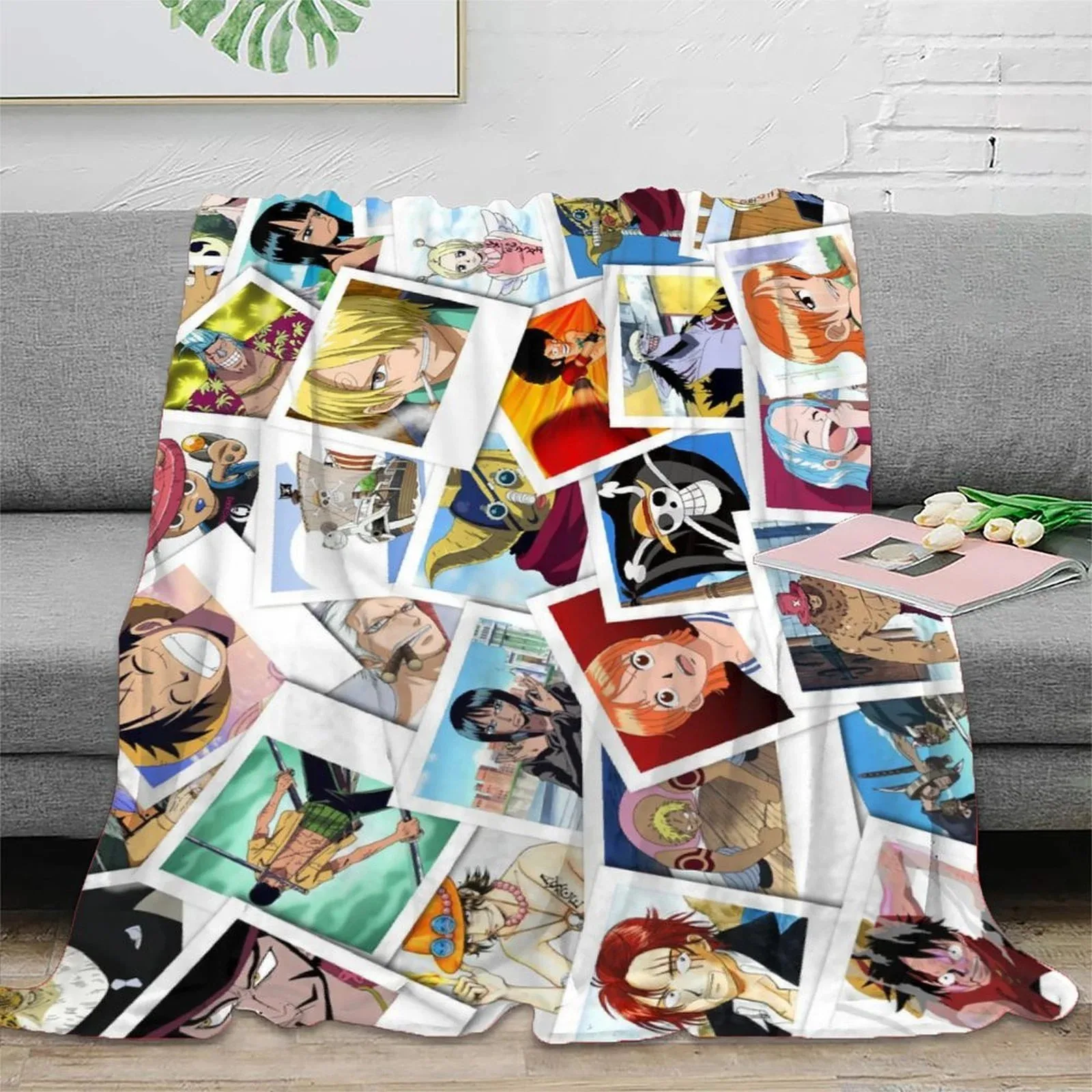 One Piece Polaroid Collage White Fleece Throw Blanket - Image 2