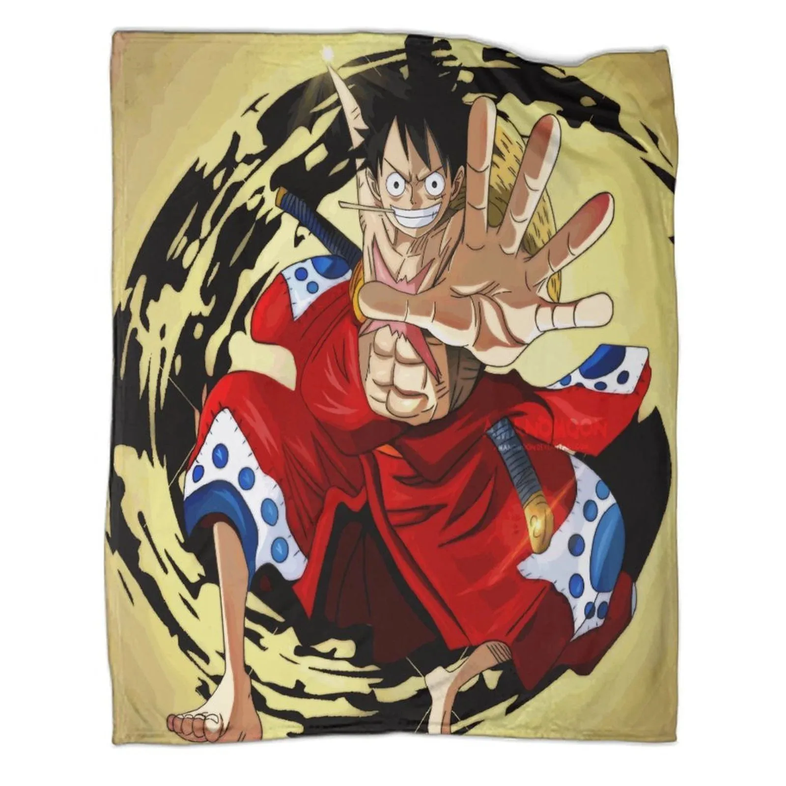 One Piece Gold Swirl Palm Fleece Throw Blanket - Image 1