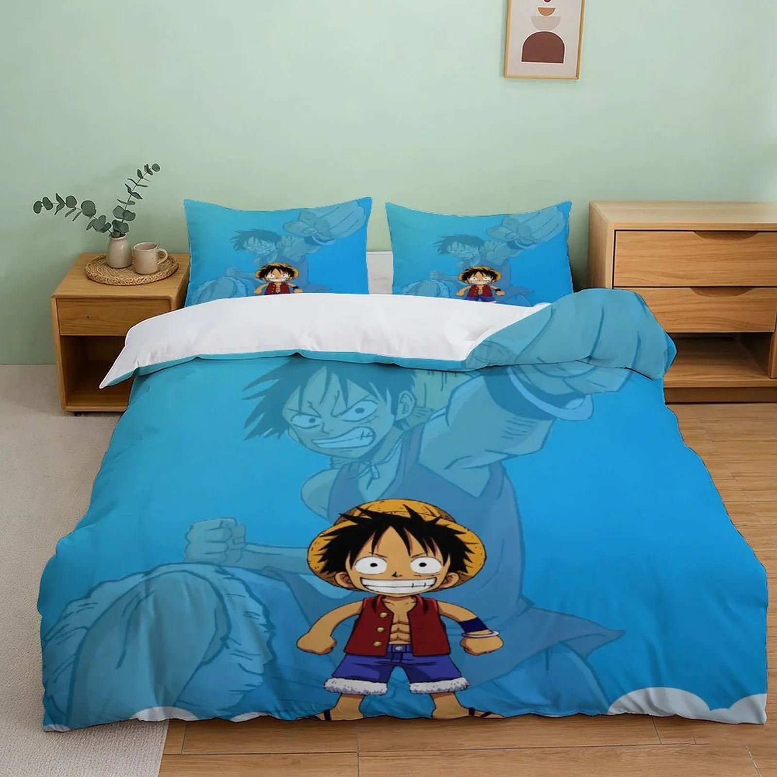 One Piece Luffy Chibi Blue Sky Duvet Cover Set - Image 2