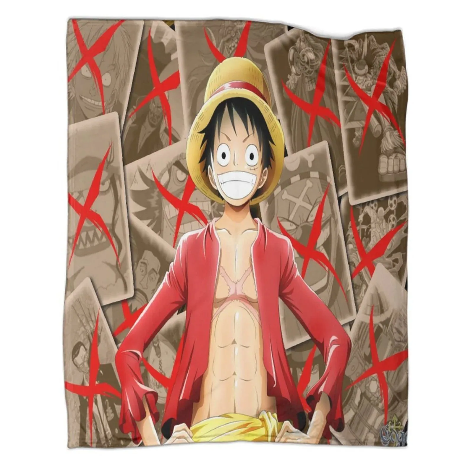 One Piece Red Cross Tan Fleece Throw Blanket - Image 1