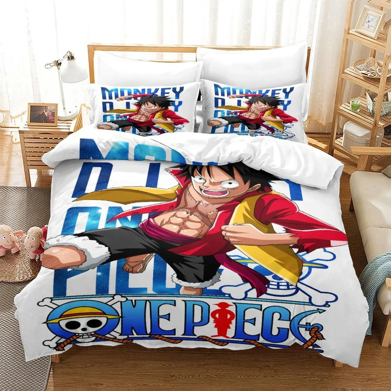 One Piece Luffy Blue Type Logo Duvet Cover Set - Image 2