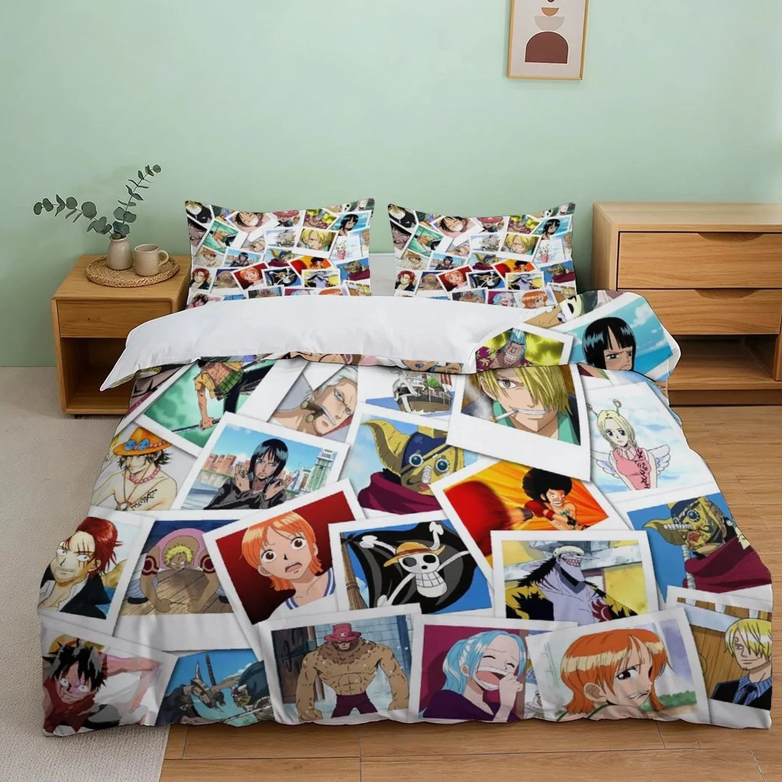One Piece Polaroid Collage White Duvet Cover Set - Image 1